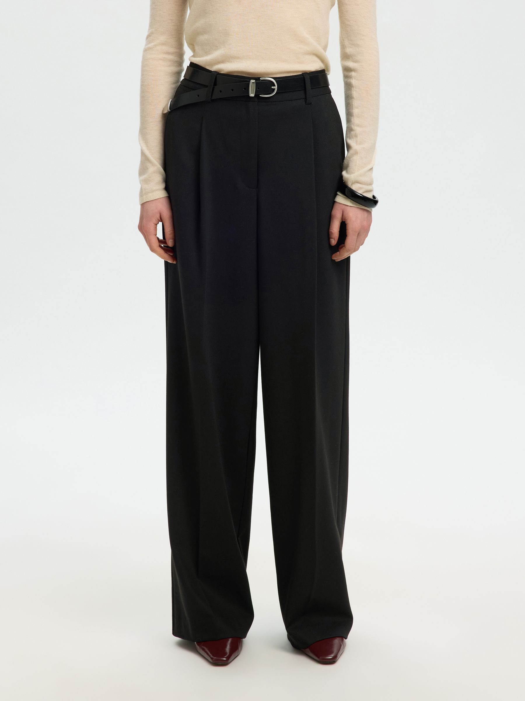 HIGH WAISTED WIDE-LEG TROUSERS