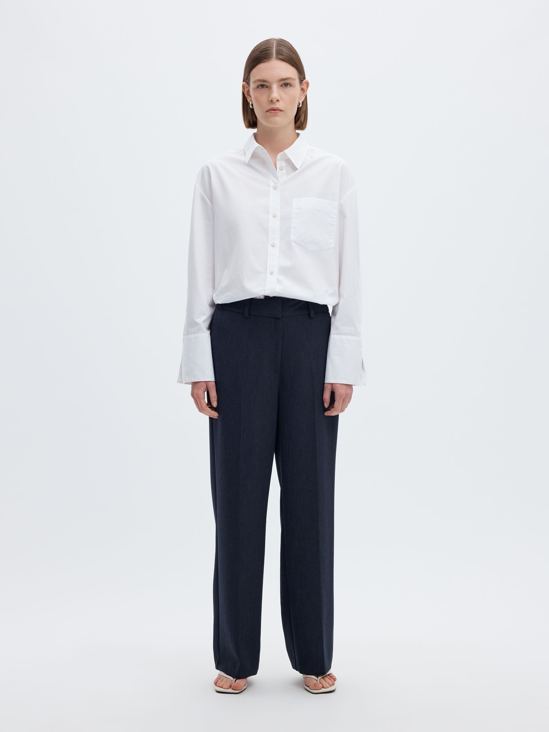 VISCOSE BLEND  WIDE-LEG TROUSERS