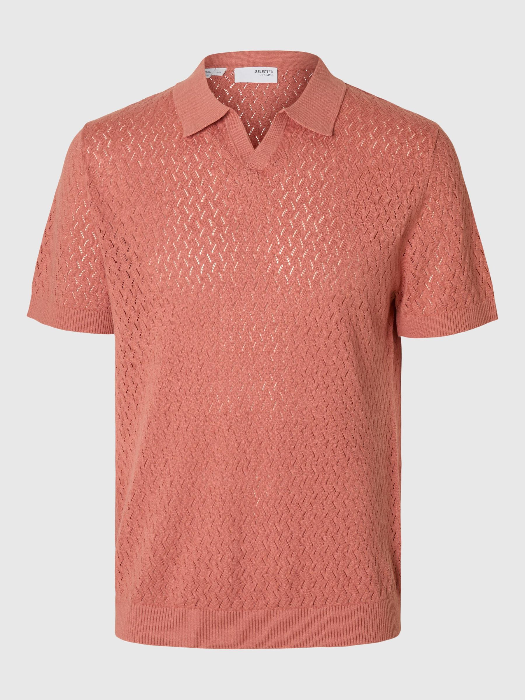 CROCHET STYLE KNITTED POLO SHIRT