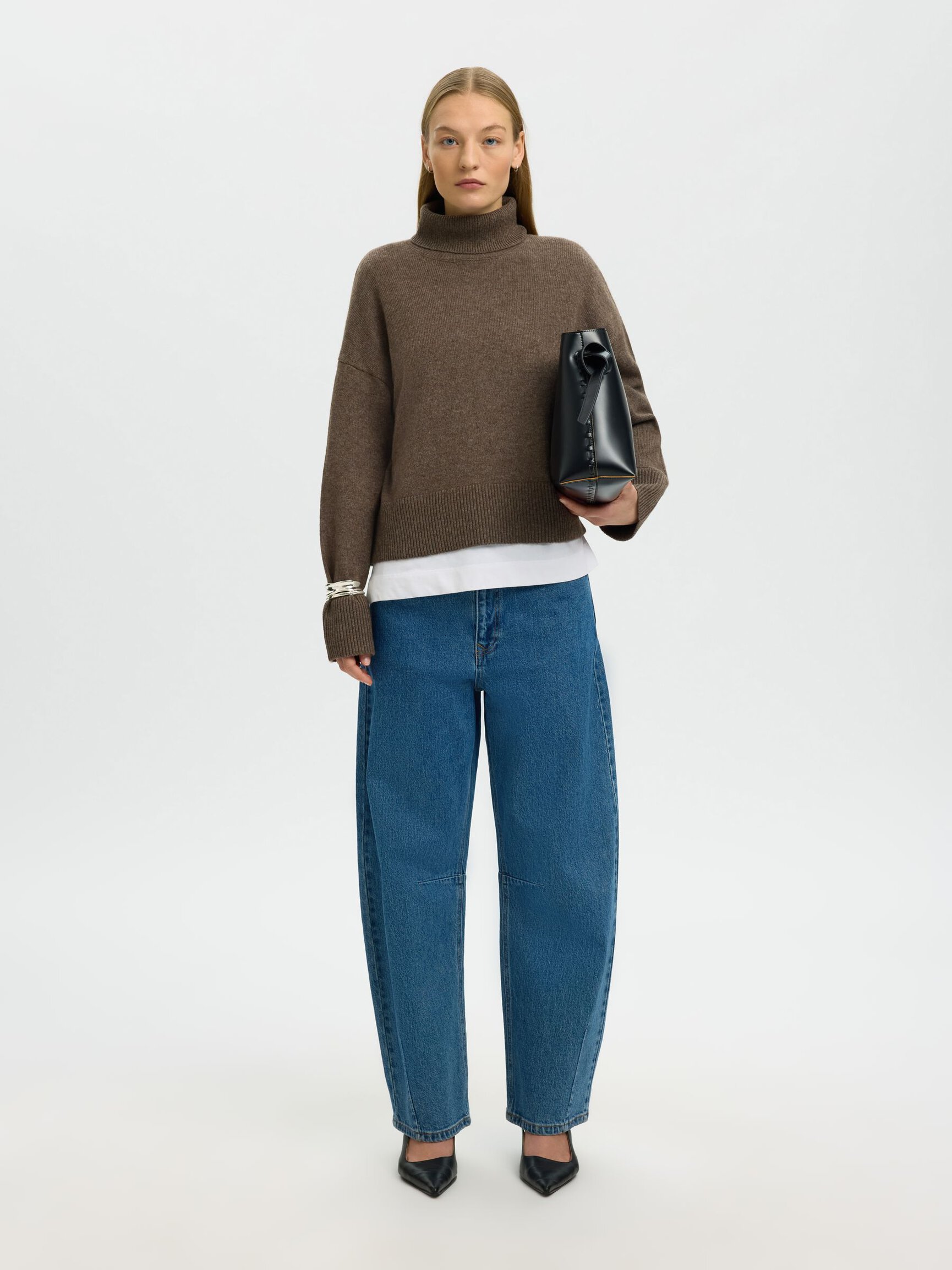 WOOL BLEND ROLL NECK JUMPER