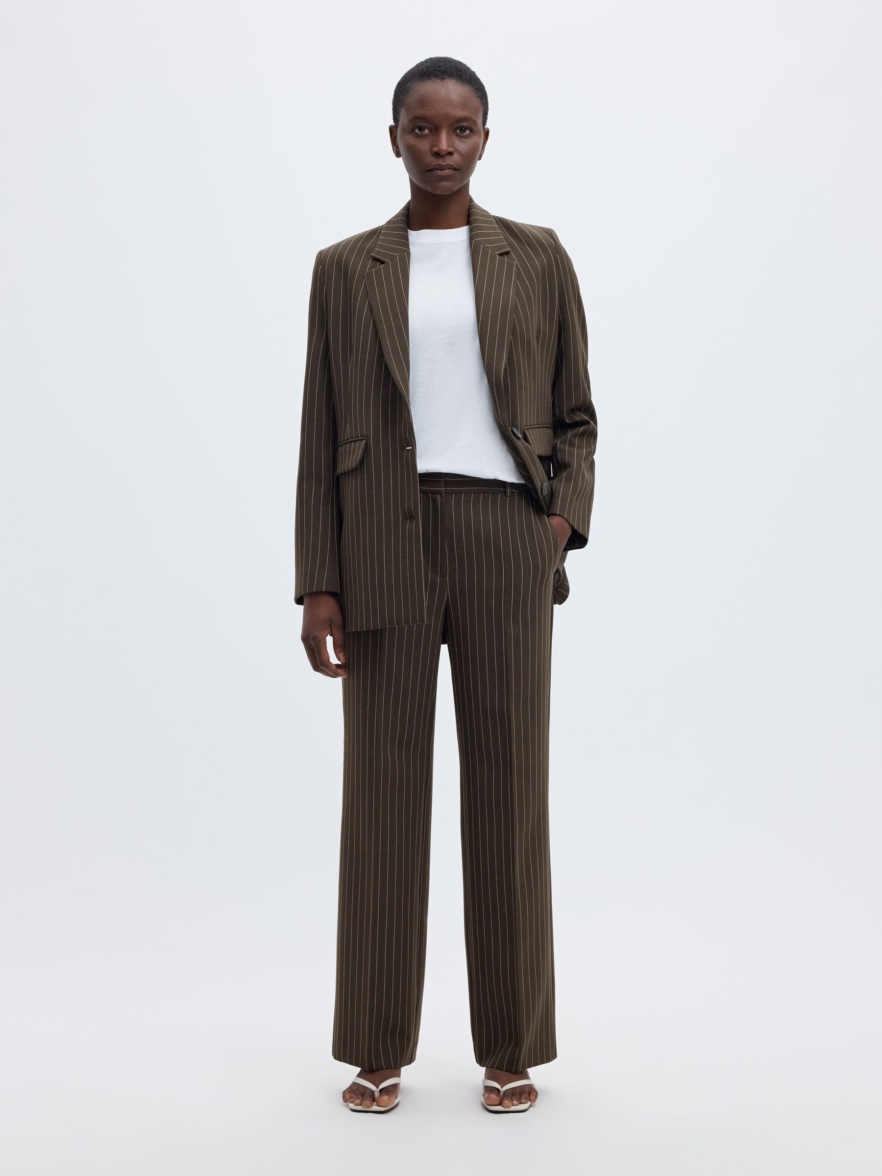 VISCOSE BLEND PINSTRIPE TROUSERS