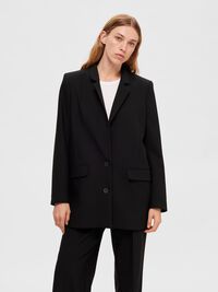 LANGER RELAXED FIT EINREIHIGER BLAZER, Black, highres