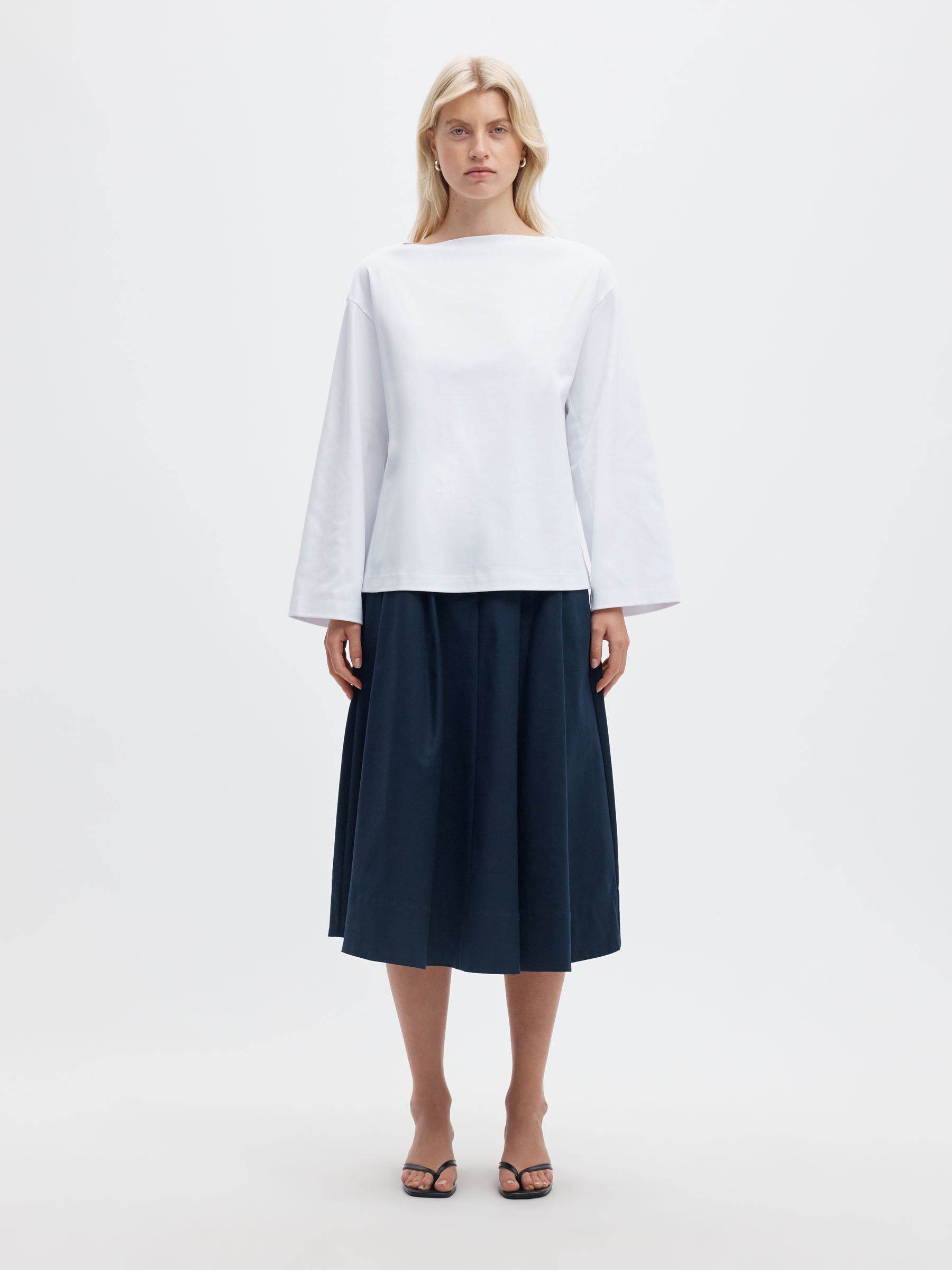 BOAT NECK COTTON LONG-SLEEVED T-SHIRT