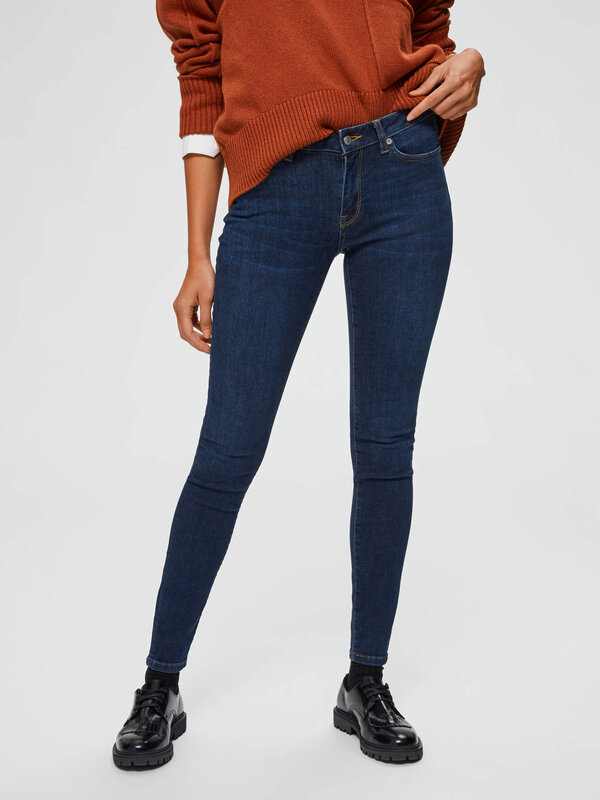 Mid Waist Skinny Fit Jeans
