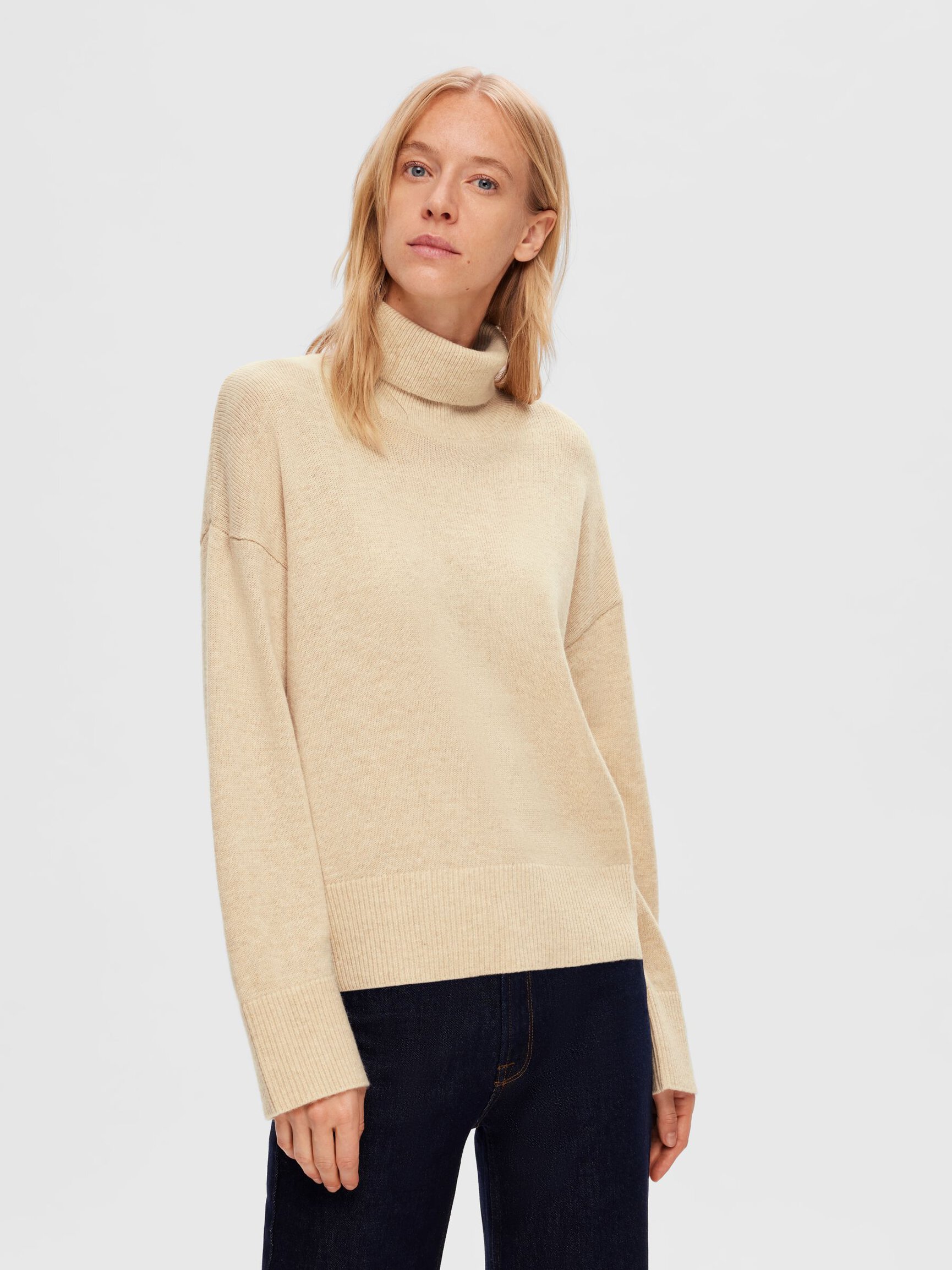 WOOL BLEND ROLL NECK JUMPER