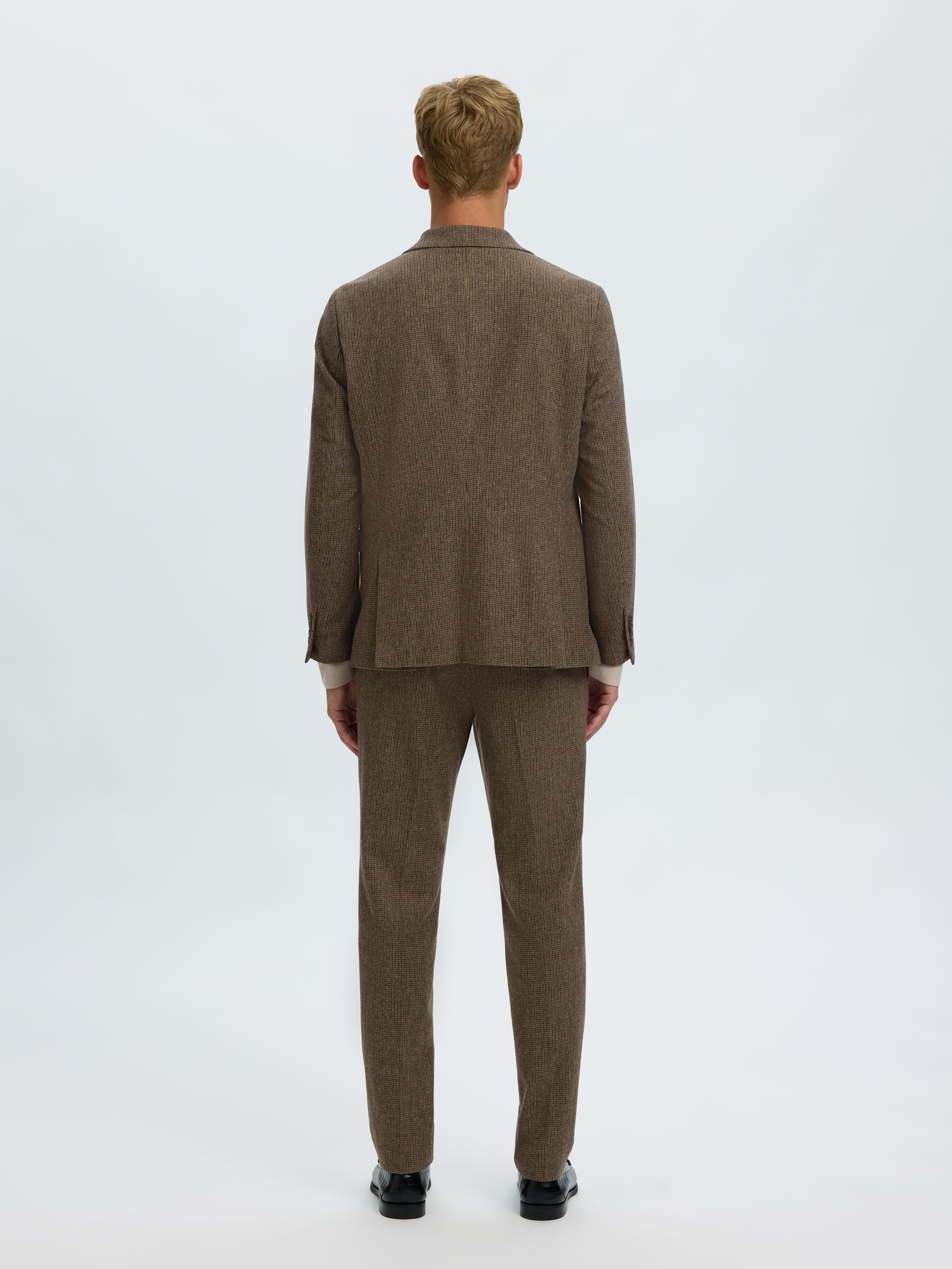 CHECKED WOOL BLEND TROUSERS