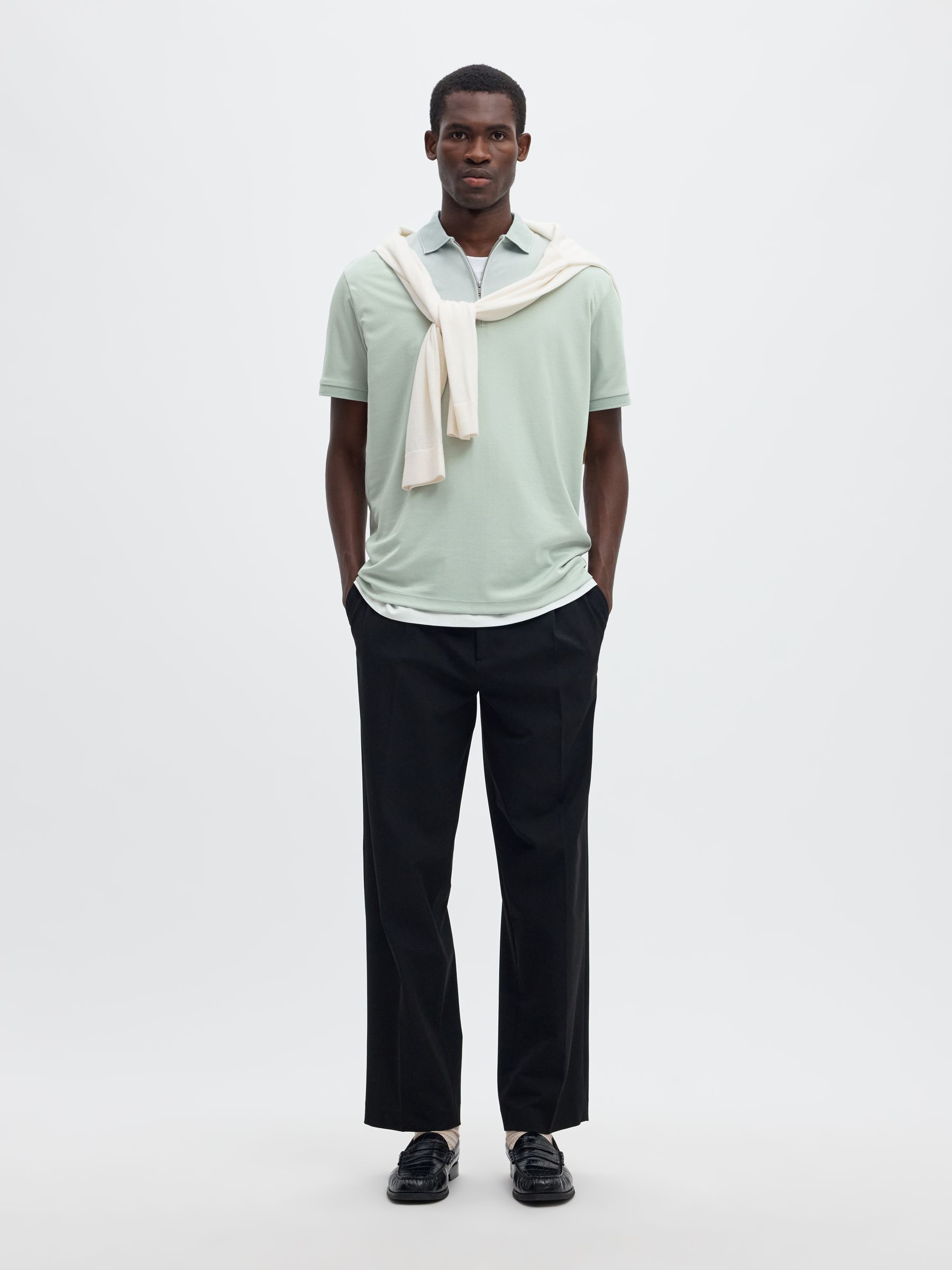 ZIPPER KNITTED POLO SHIRT