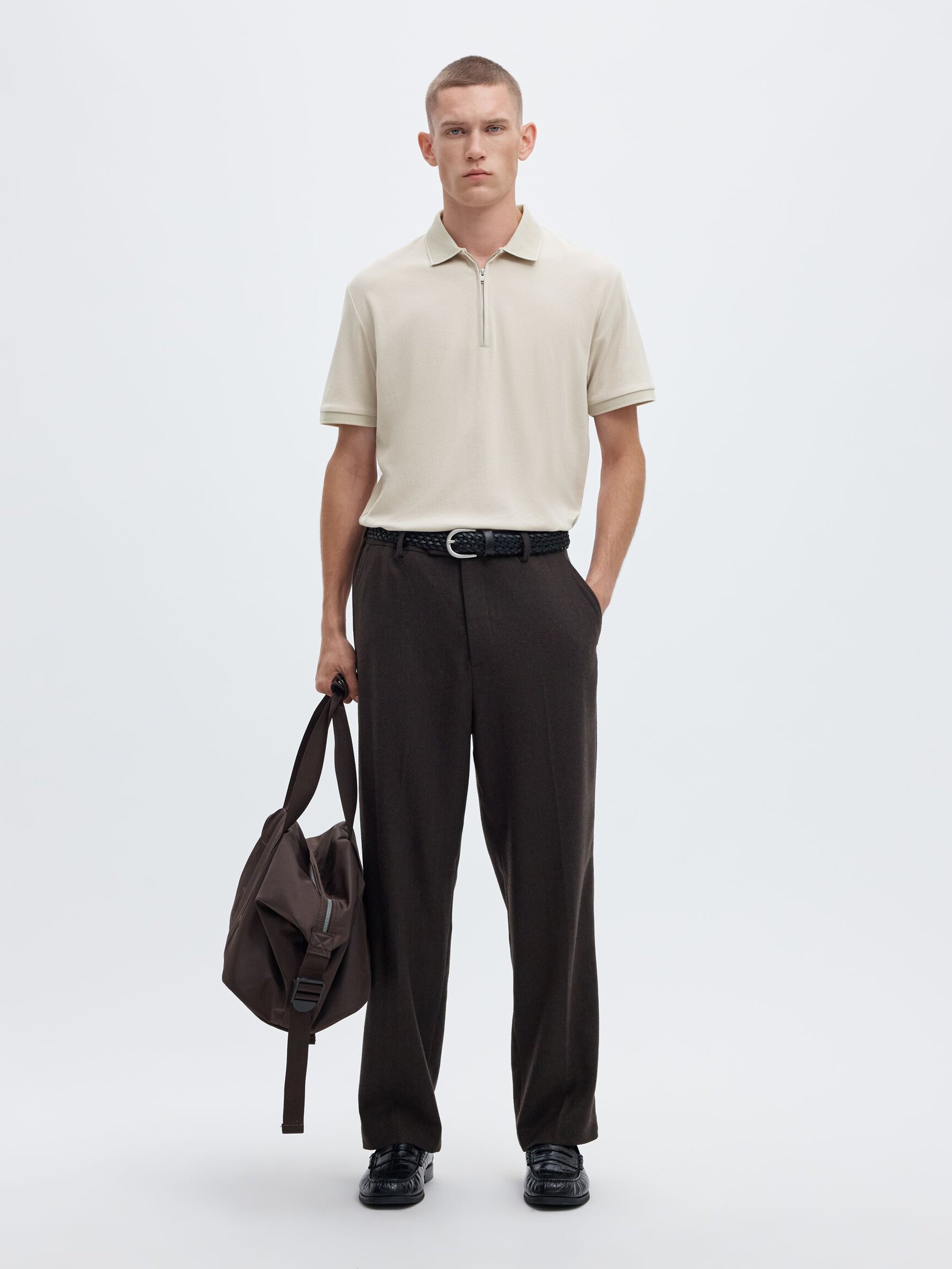 ZIPPER KNITTED POLO SHIRT