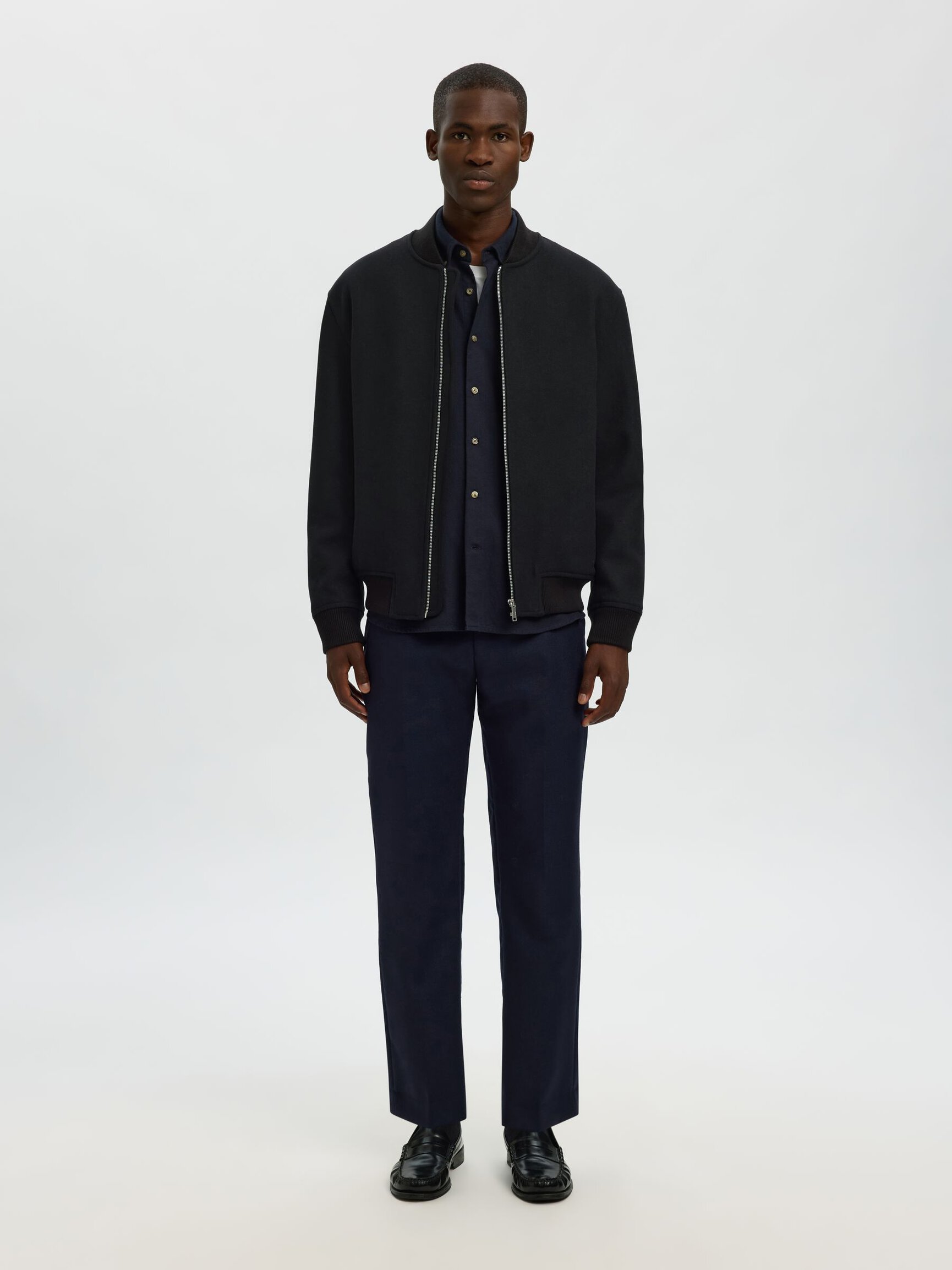 WOOL BLEND BOMBER JACKET