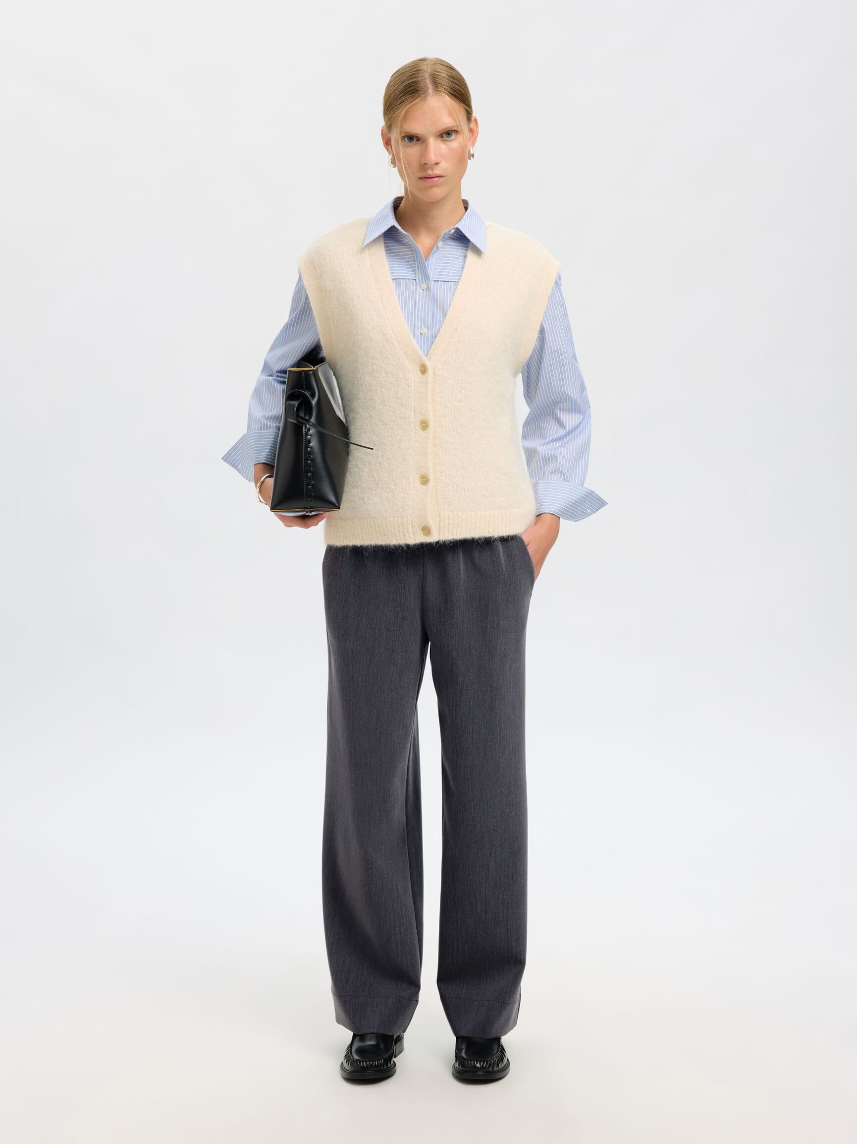 MID WAIST WIDE-LEG TROUSERS