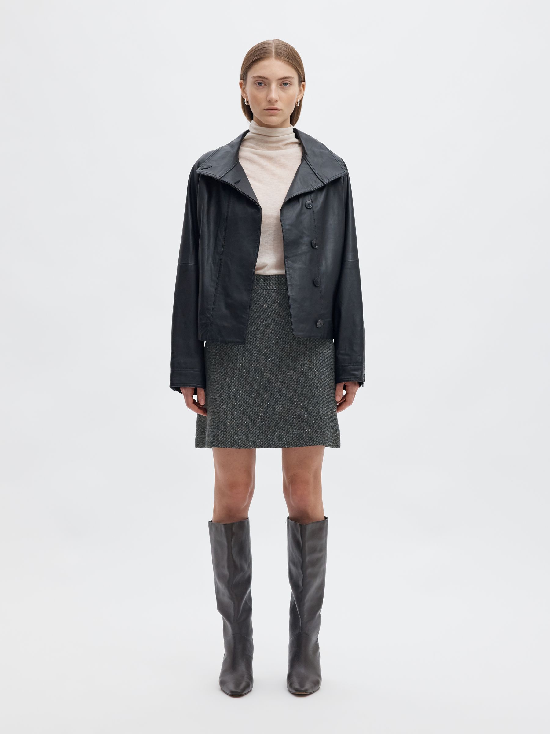 TWEED-STYLE A-LINE MINI SKIRT