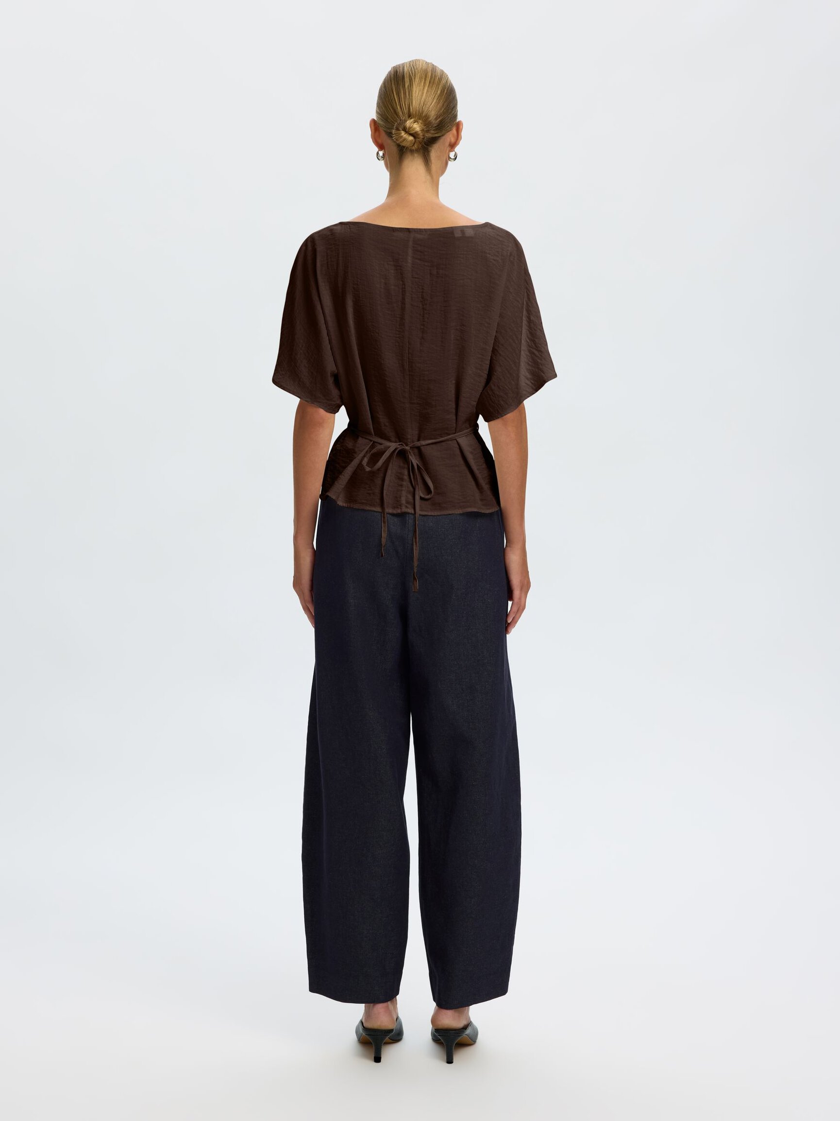 VISCOSE BLEND PLEATED BLOUSE