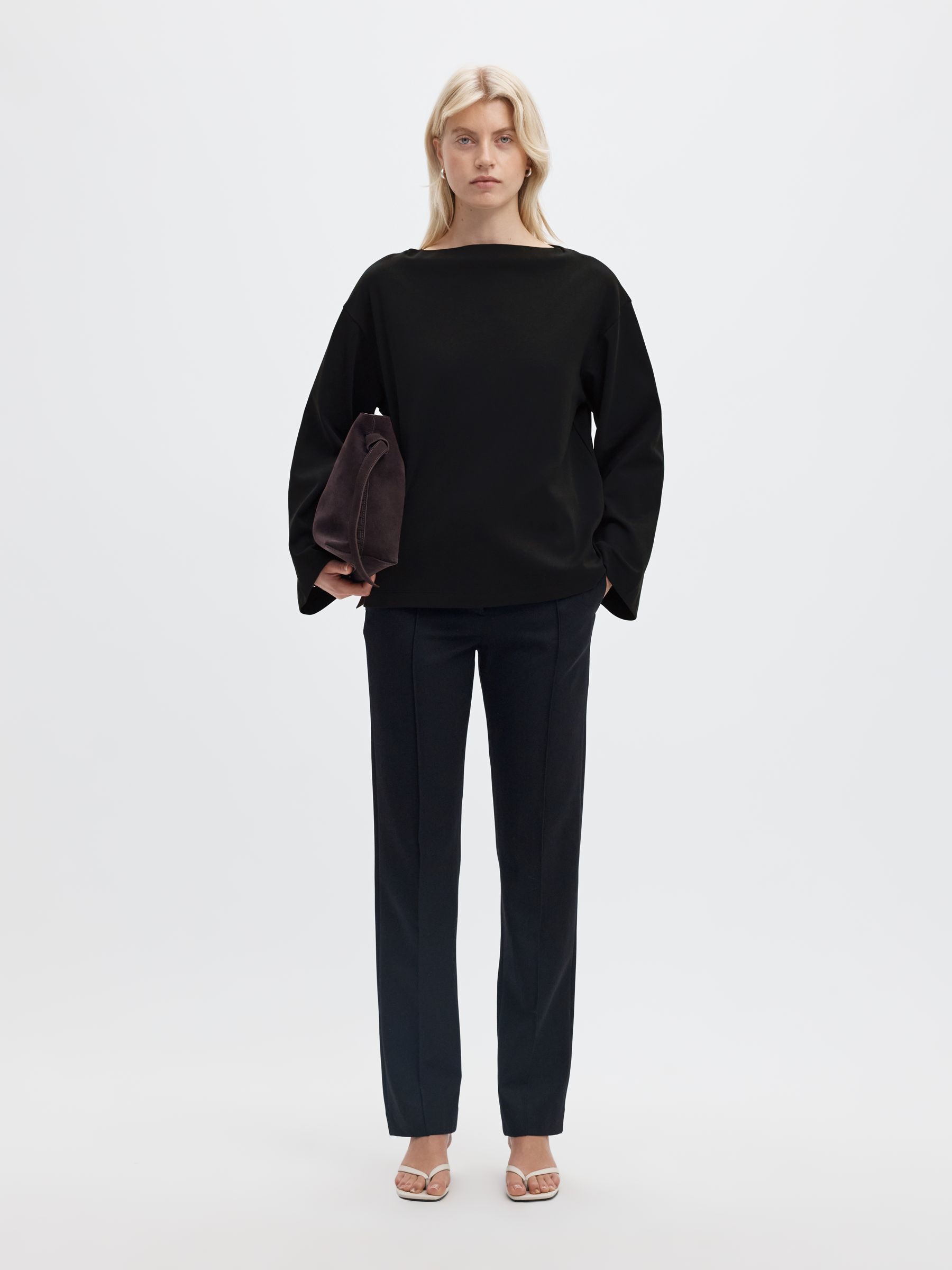 BOAT NECK COTTON LONG-SLEEVED T-SHIRT