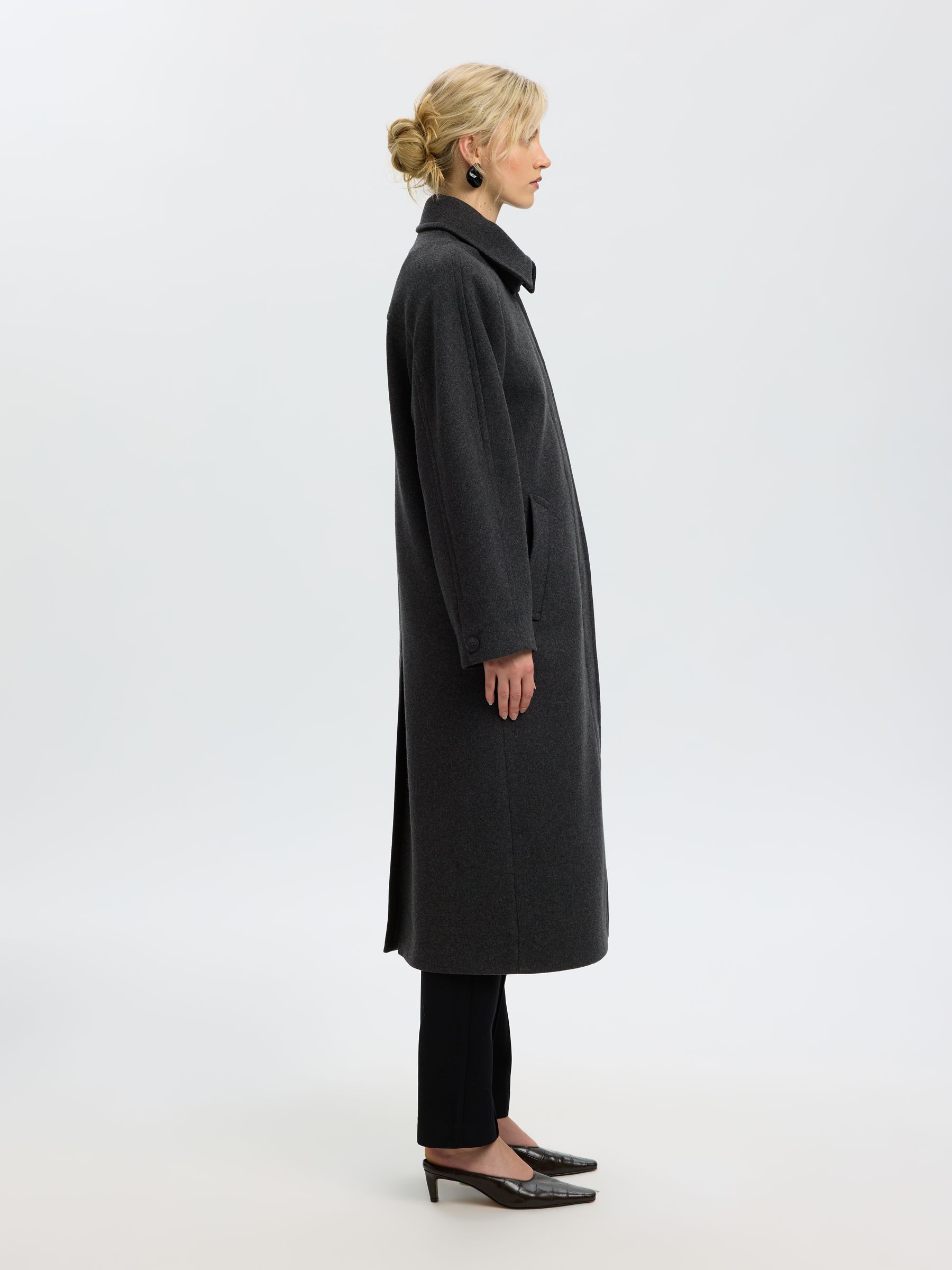 LAINE MÉLANGÉE LONG MANTEAU