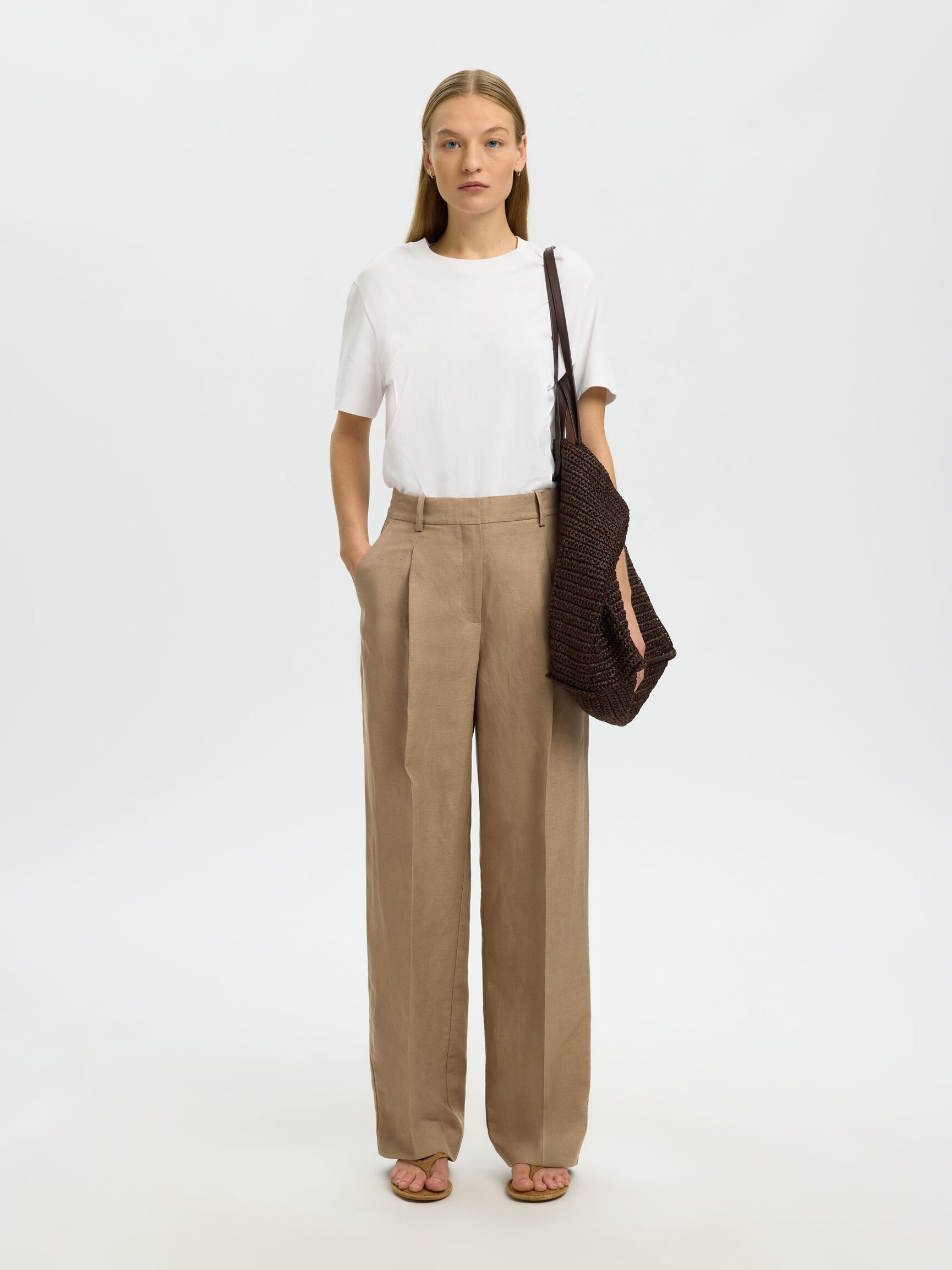 LINEN BLEND TROUSERS