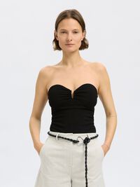 SLEEVELESS BUSTIER TOP, Black, highres