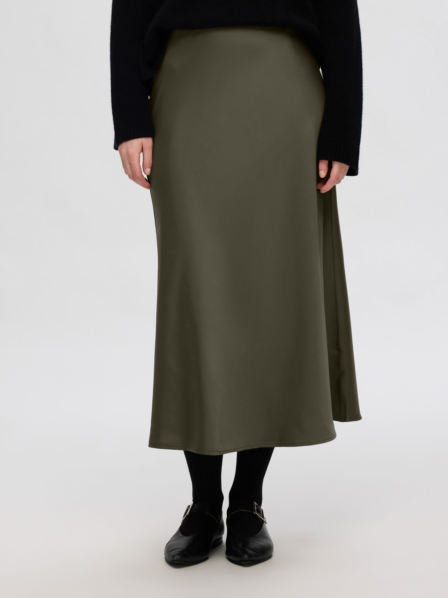 SATIN MIDI SKIRT