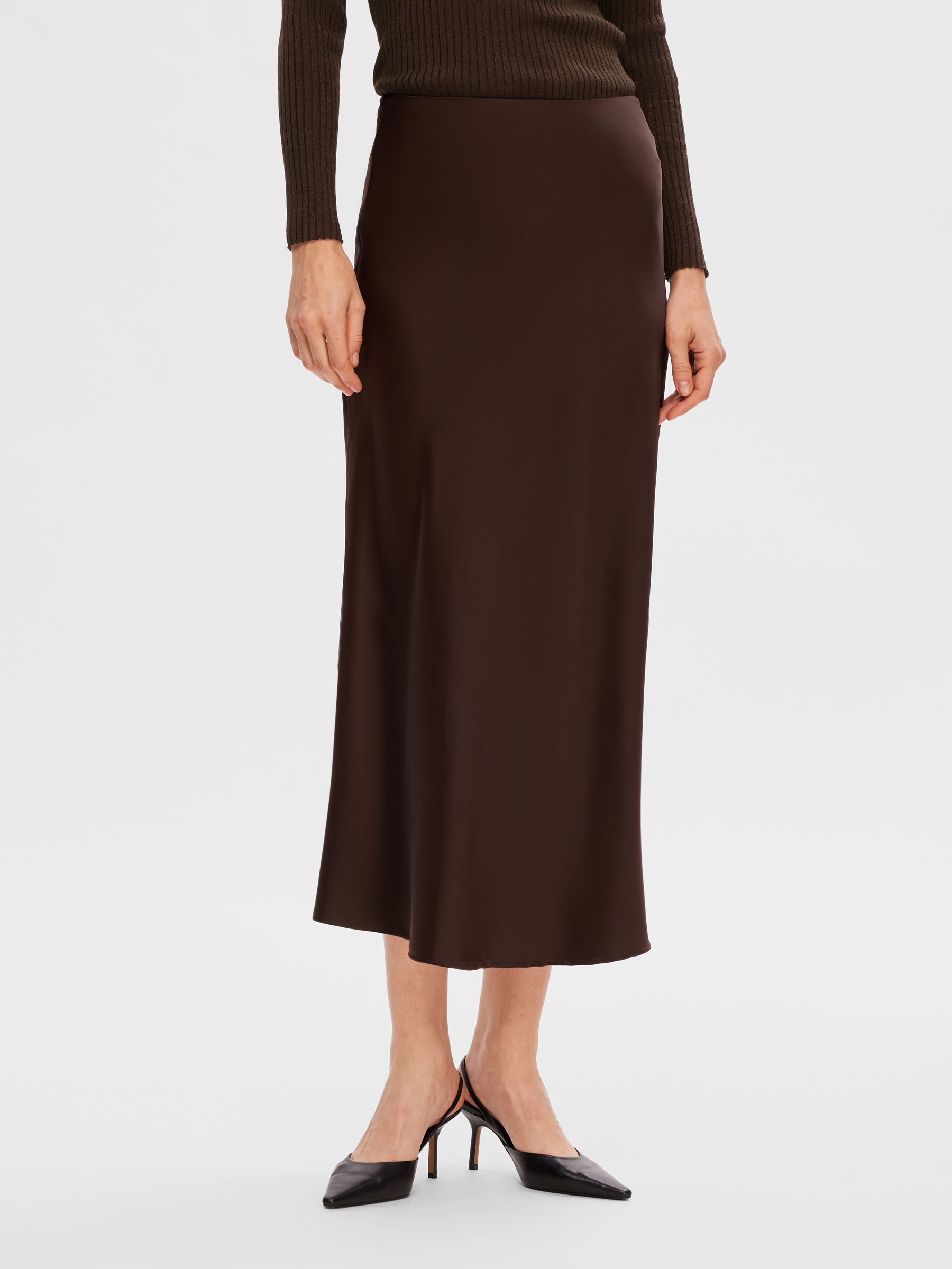 SATIN MIDI SKIRT