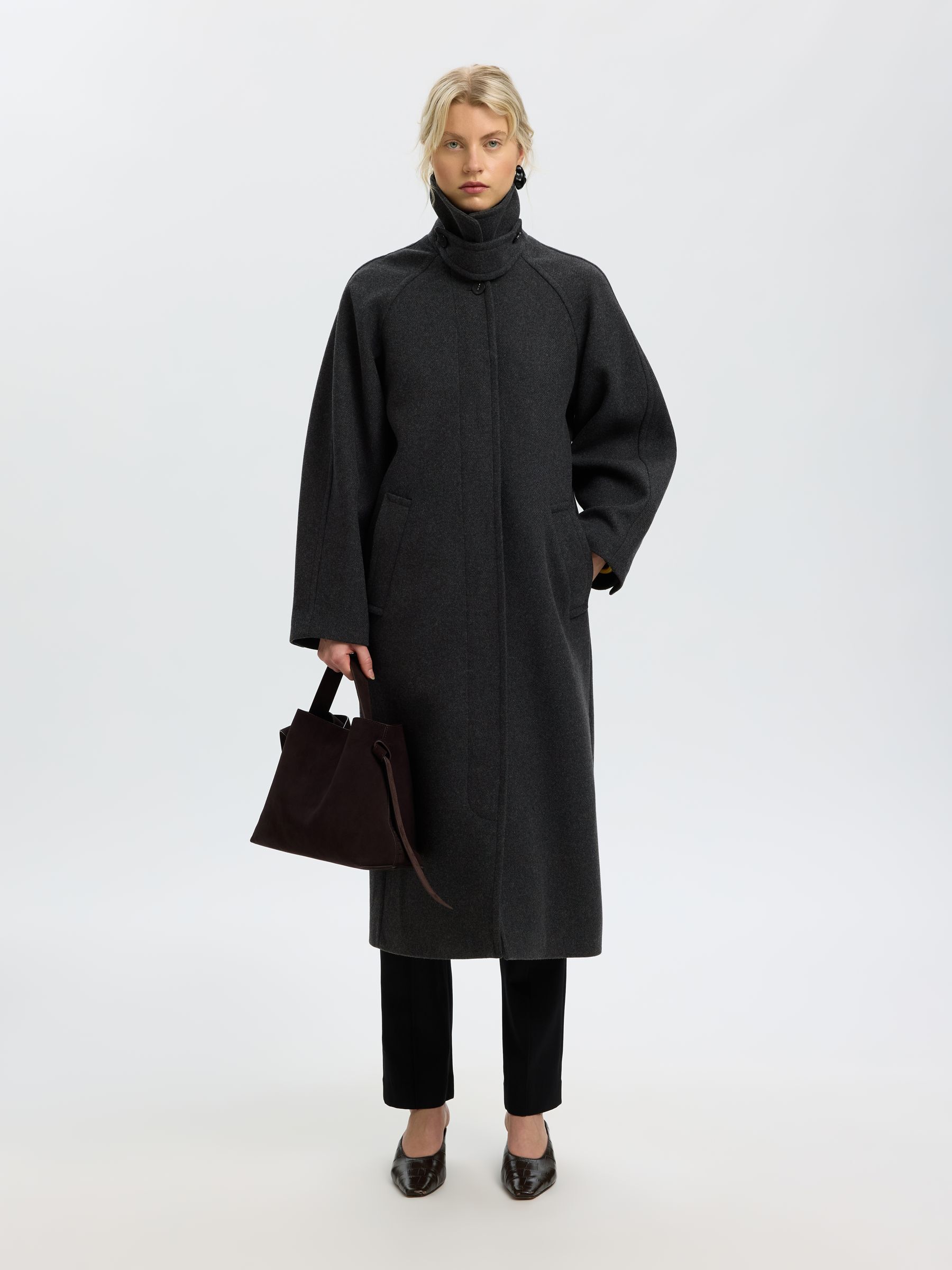 LAINE MÉLANGÉE LONG MANTEAU