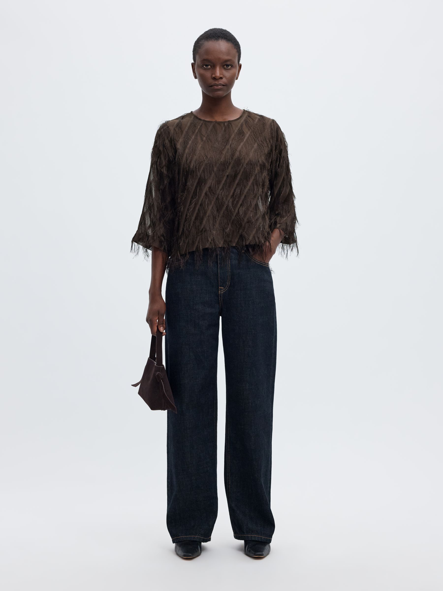 FRANGES TRANSPARENTES TOP MANCHES 3/4