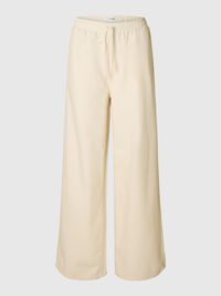 COTTON BLEND WIDE-LEG TROUSERS, Ecru, highres