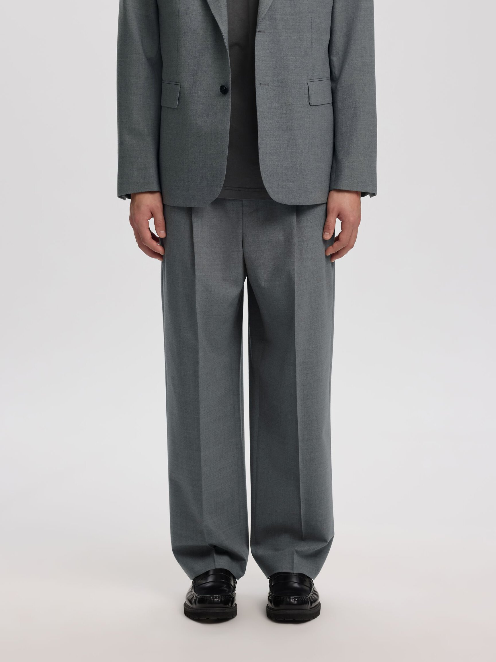 WOOL BLEND LOOSE-FIT TROUSERS