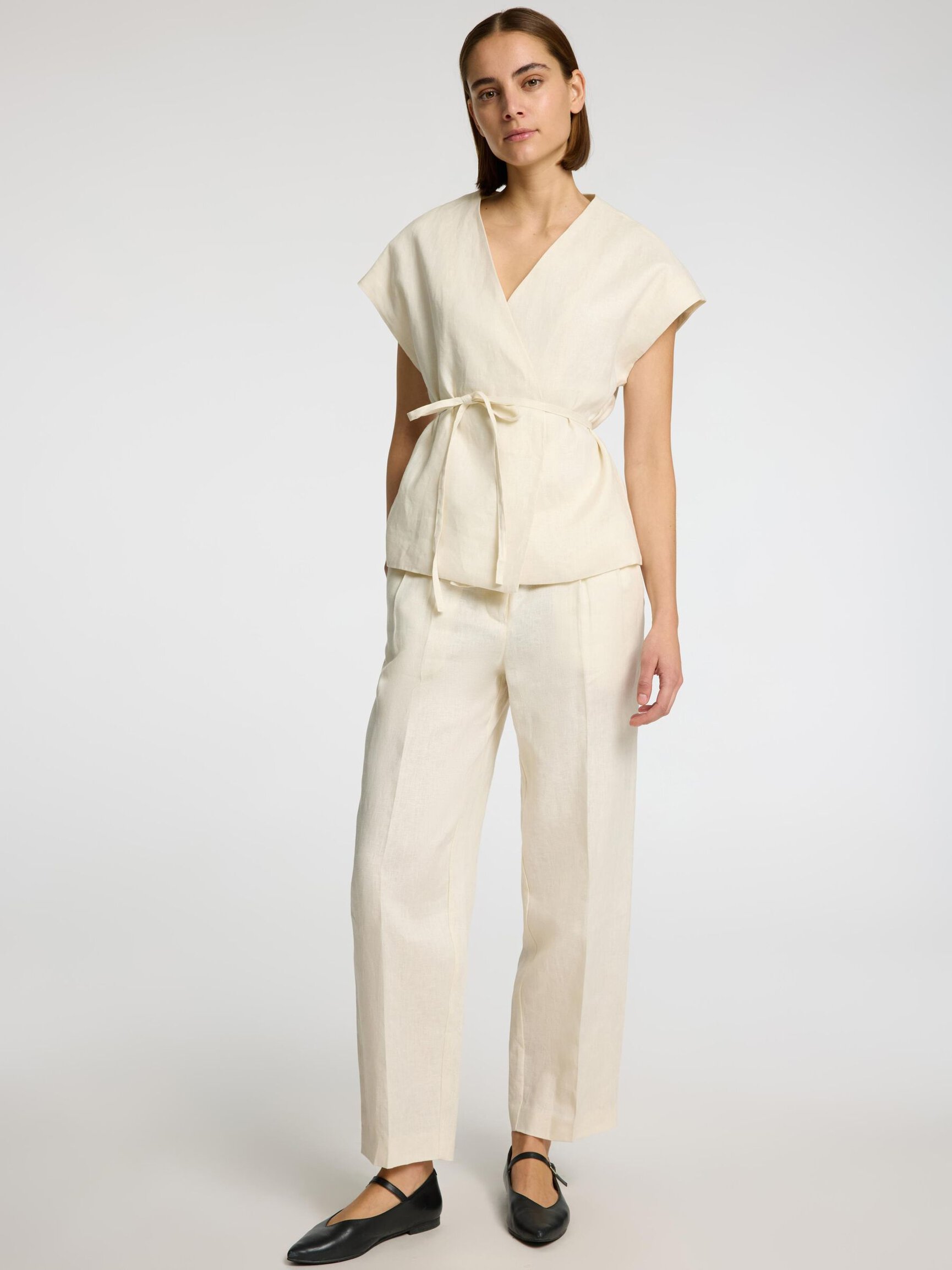 100% LINEN BARREL FIT TROUSERS