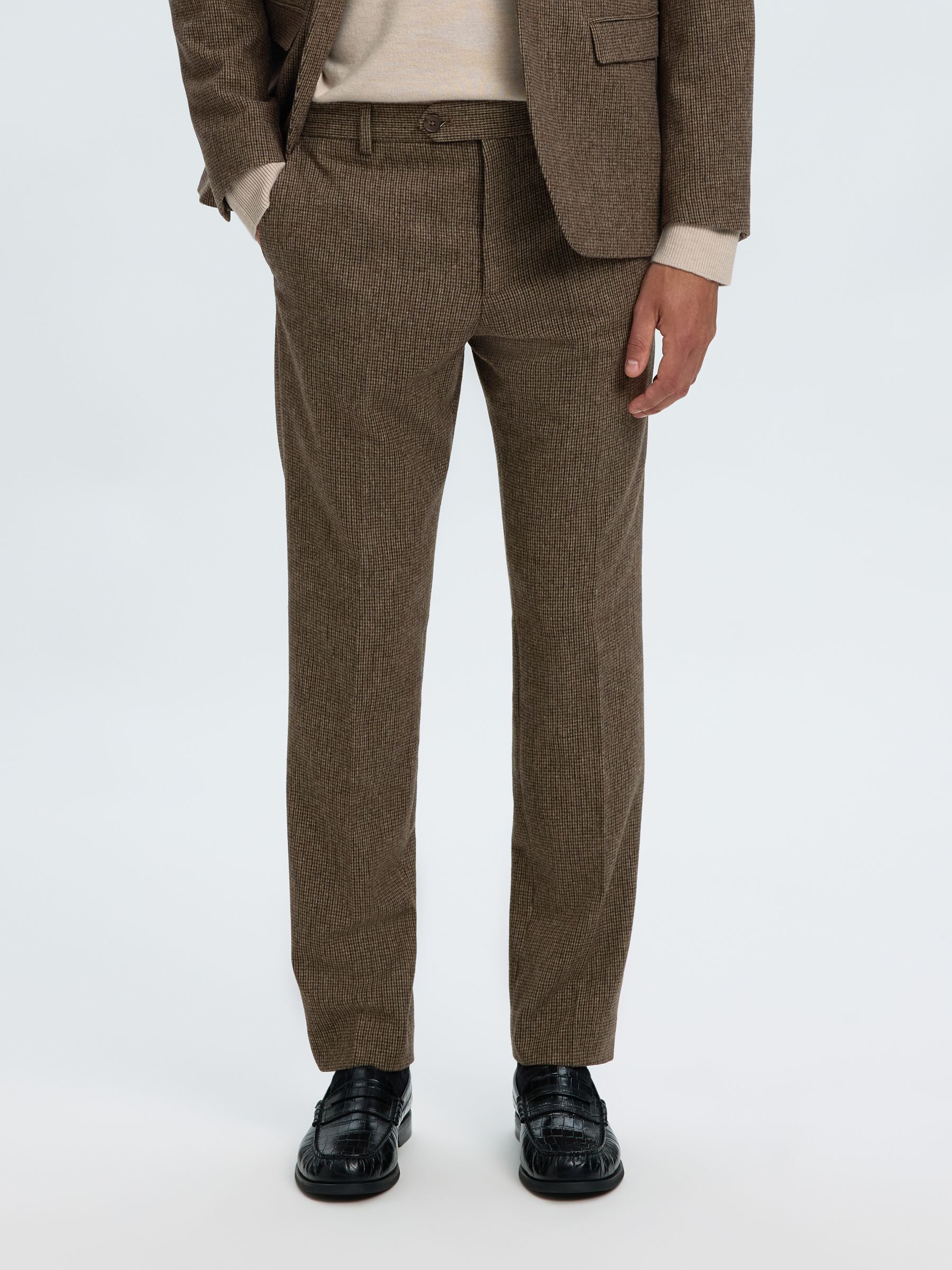 CHECKED WOOL BLEND TROUSERS