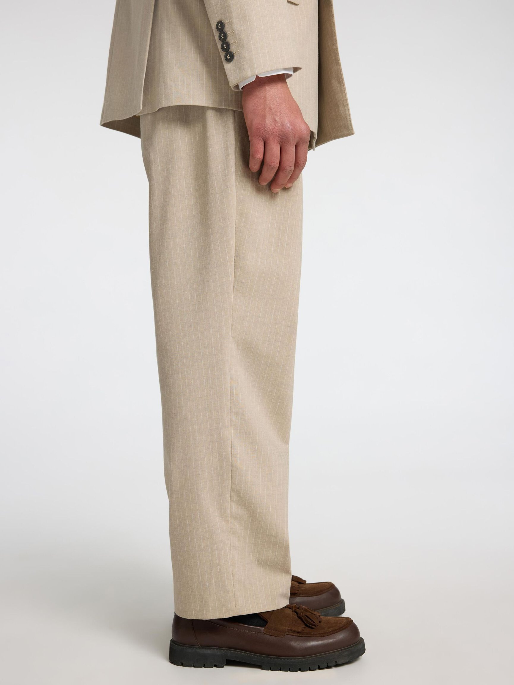 RELAXED FIT PINSTRIPE SUIT TROUSERS