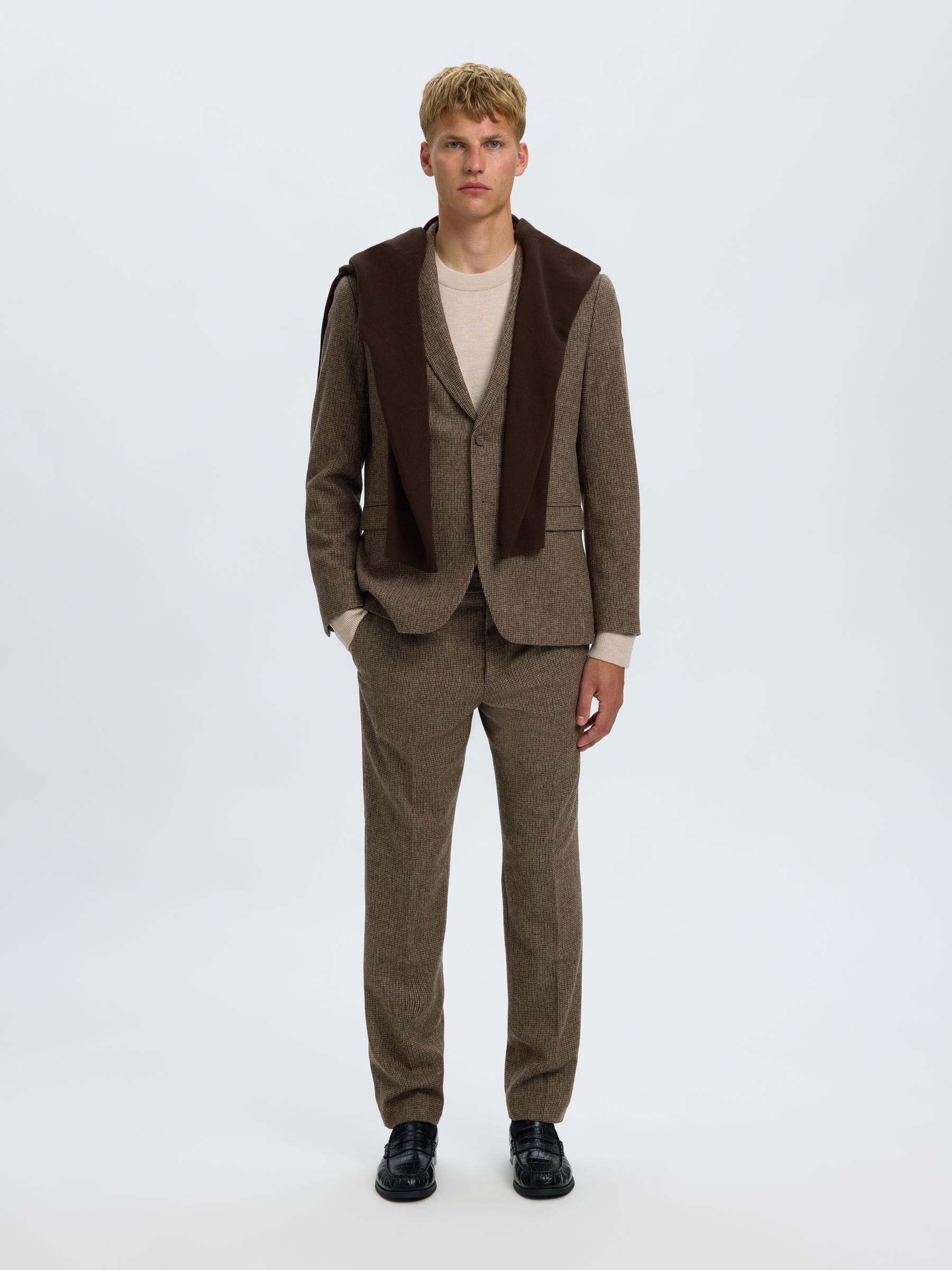 CHECKED WOOL BLEND  BLAZER