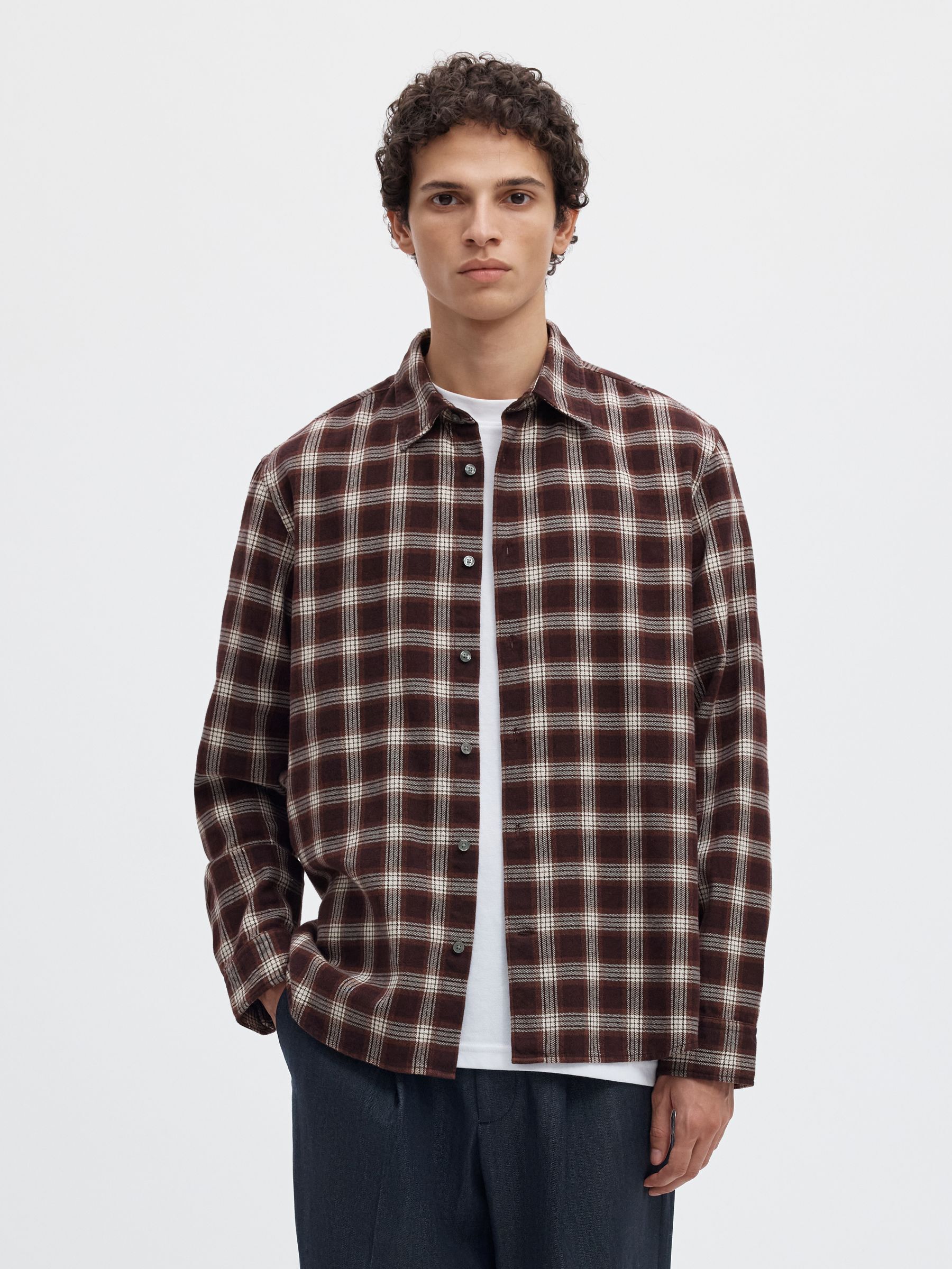 BRUSHED ORGANIC COTTON LONG SLEEVED SHIRT