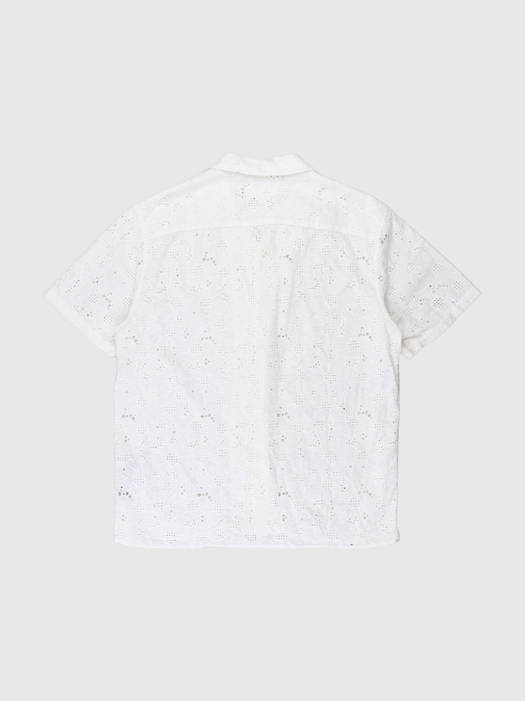 BRODERIE ANGLAISE OVERHEMD MET KORTE MOUWEN