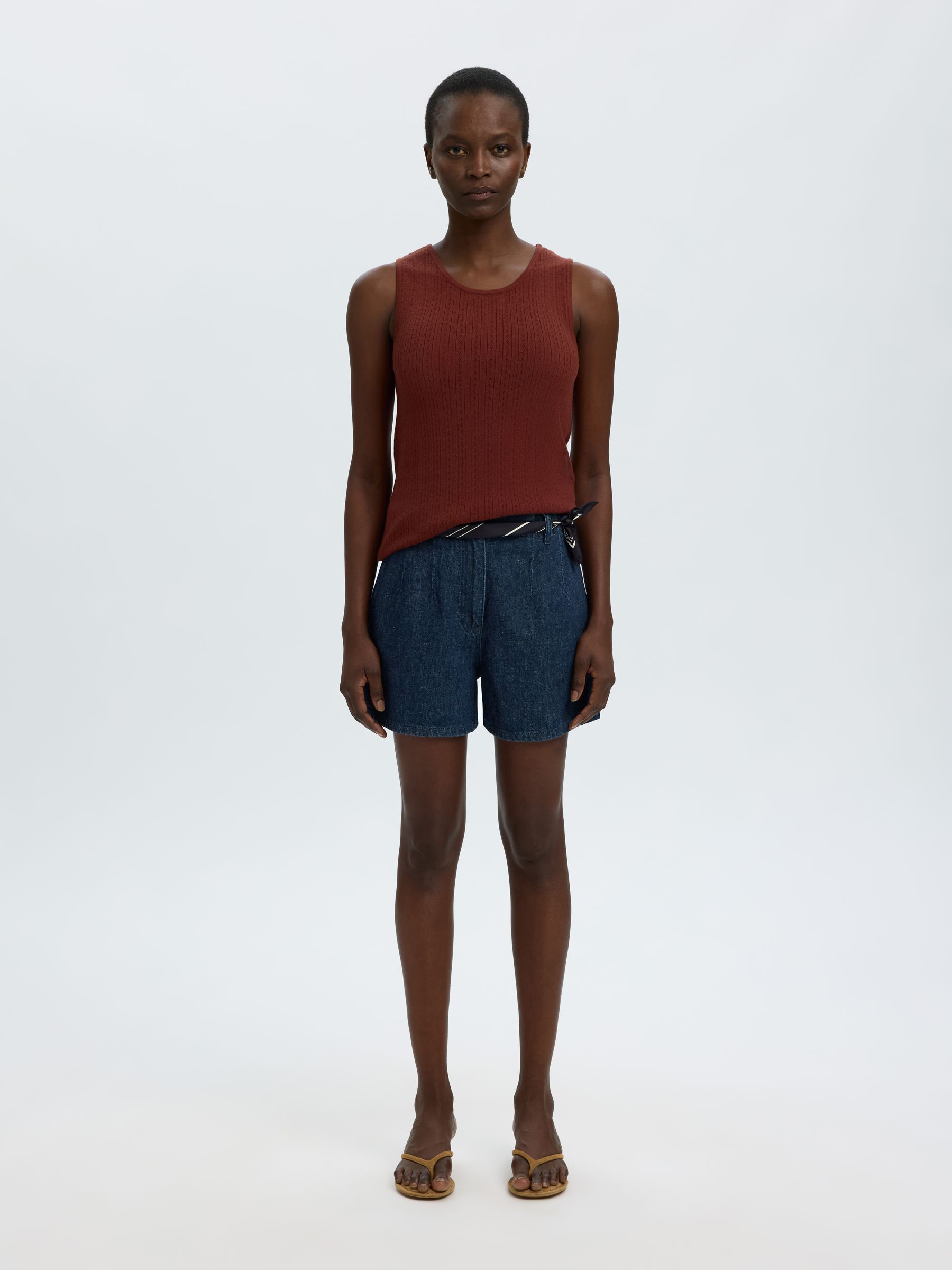 COTTON BLEND DENIM SHORTS