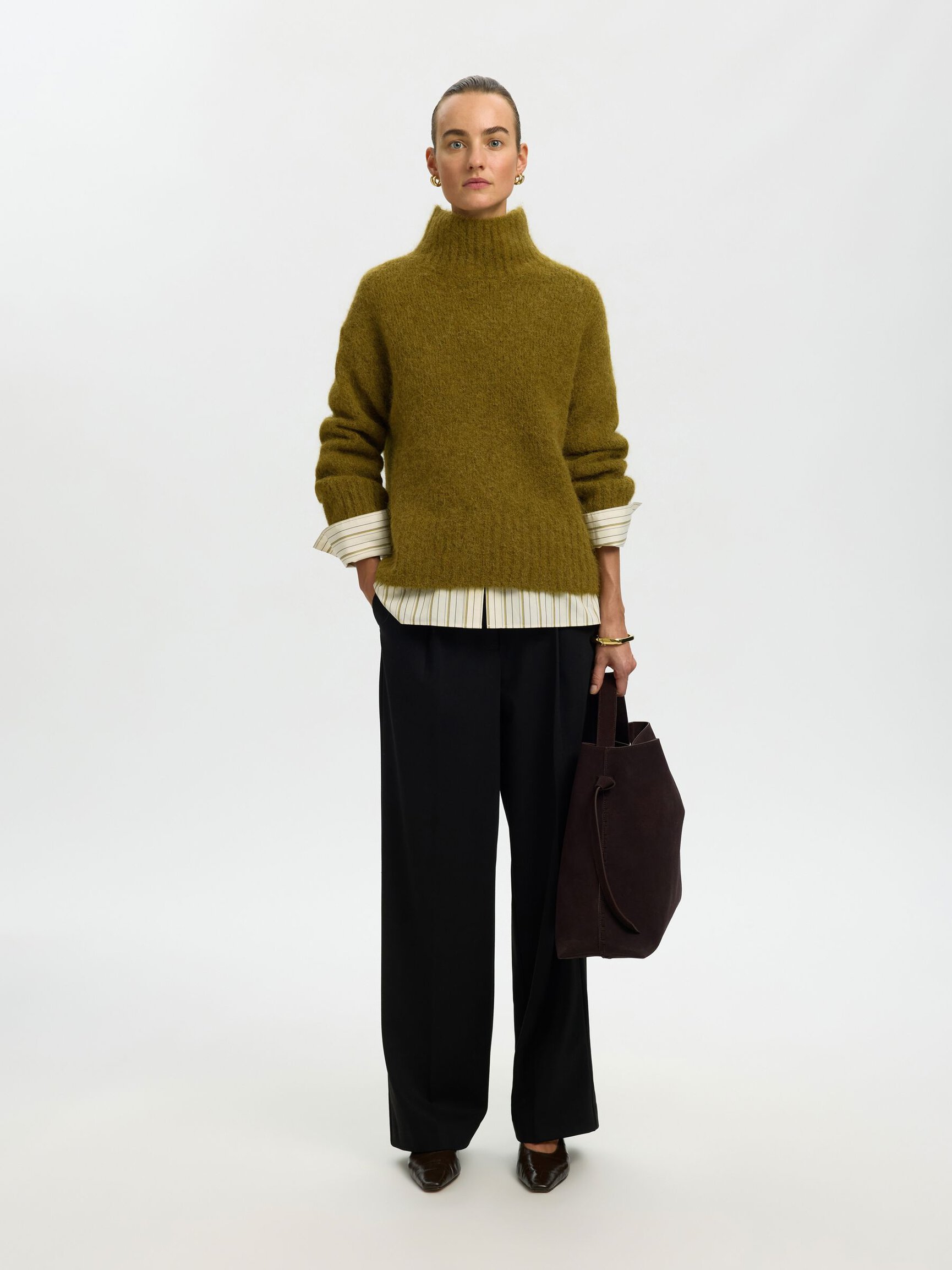 WOOL BLEND HIGH-NECK JUMPER