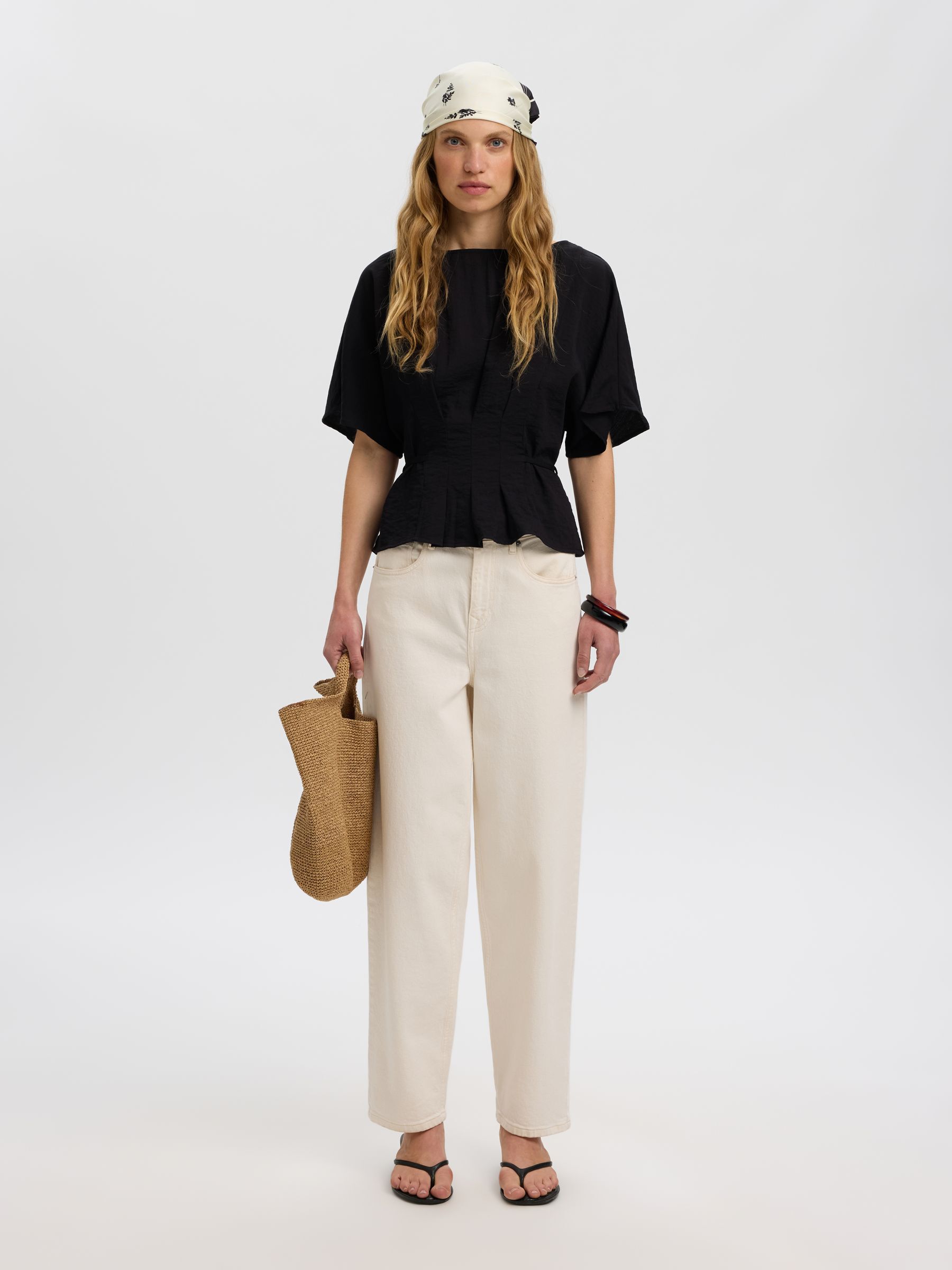 VISCOSE BLEND PLEATED  BLOUSE