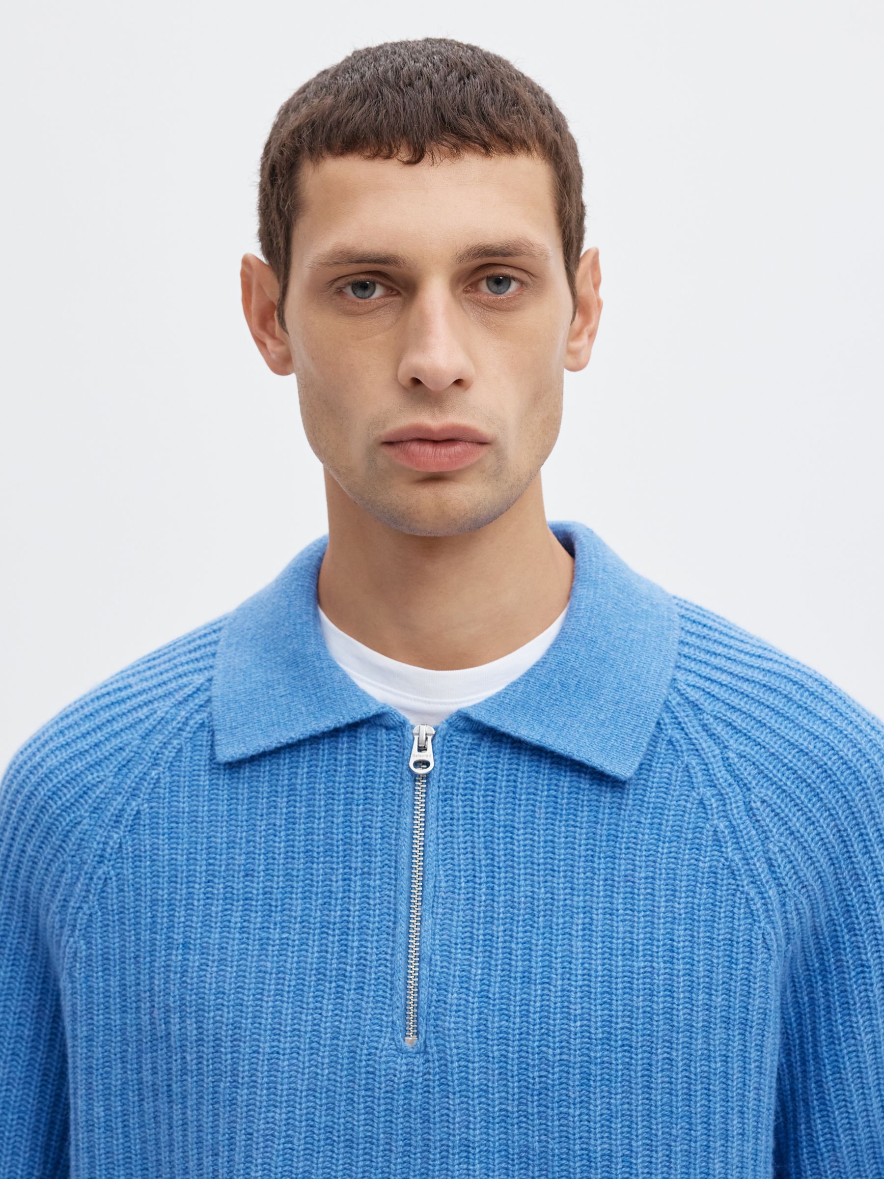 WOOL BLEND KNITTED POLO SHIRT