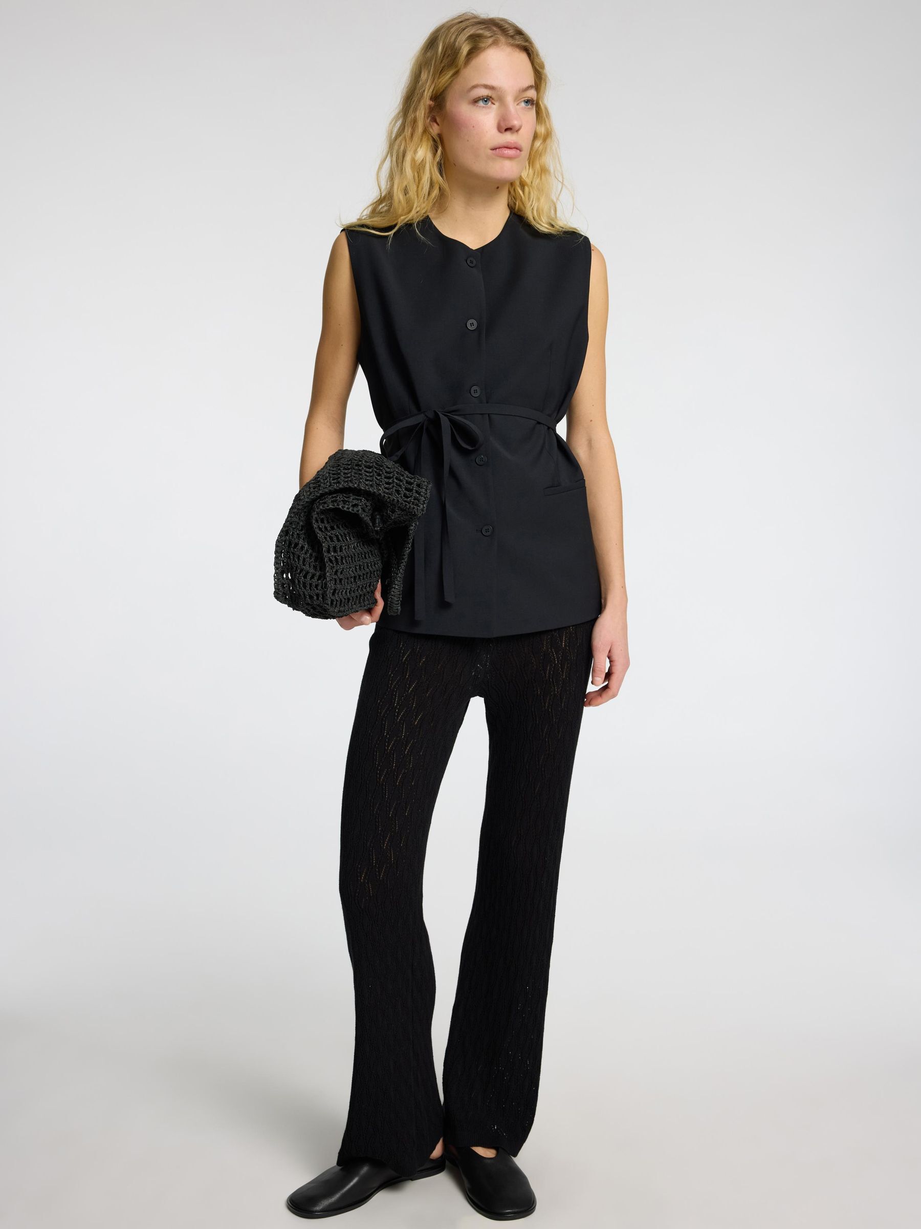 KNITTED  HIGH WAISTED TROUSERS