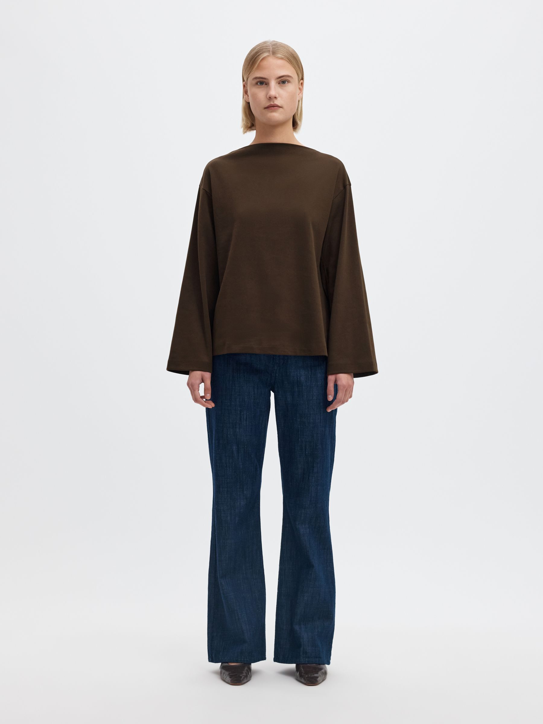 BOAT NECK COTTON LONG-SLEEVED T-SHIRT