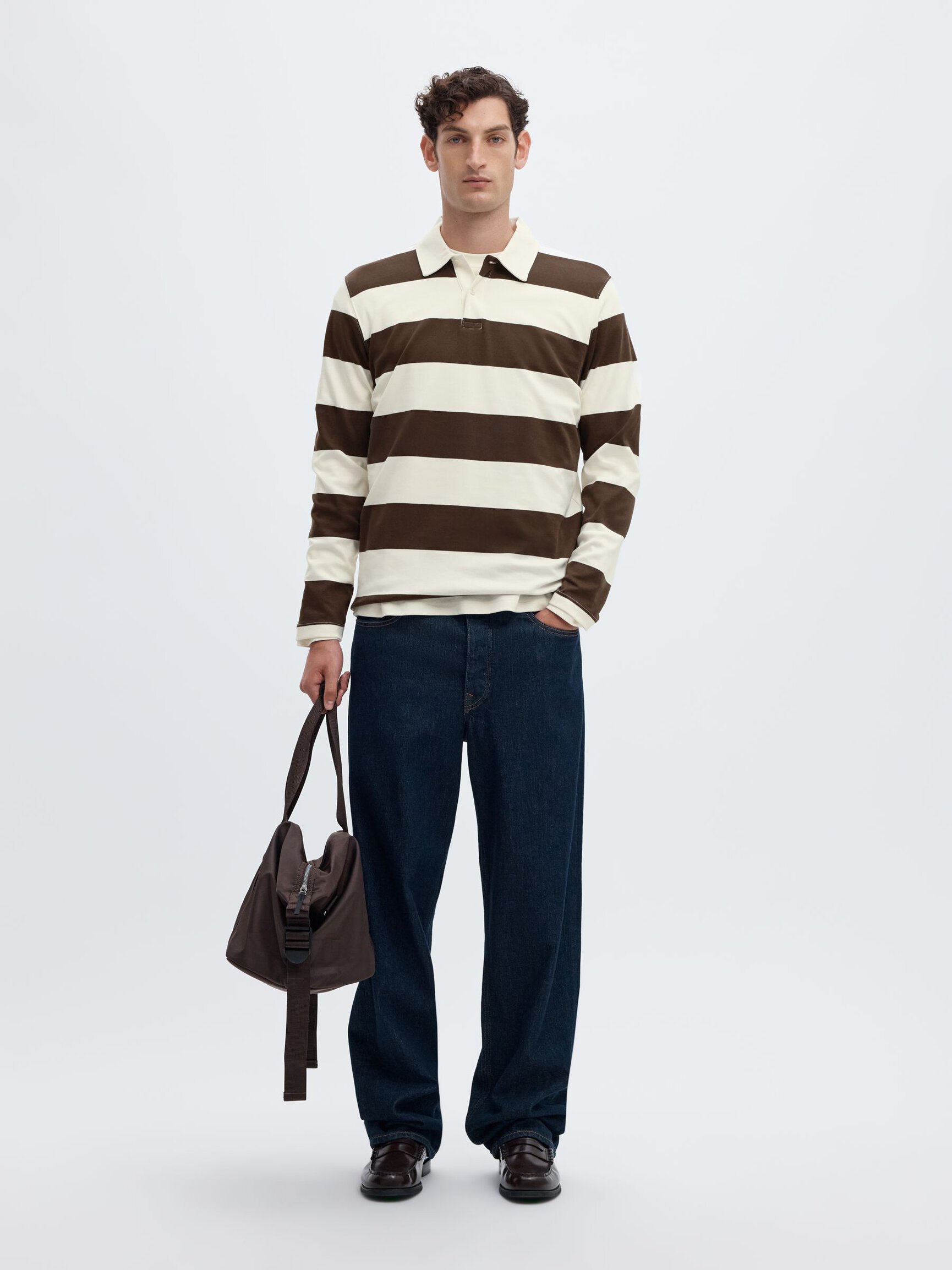 STRIPED COTTON LONG-SLEEVED POLO