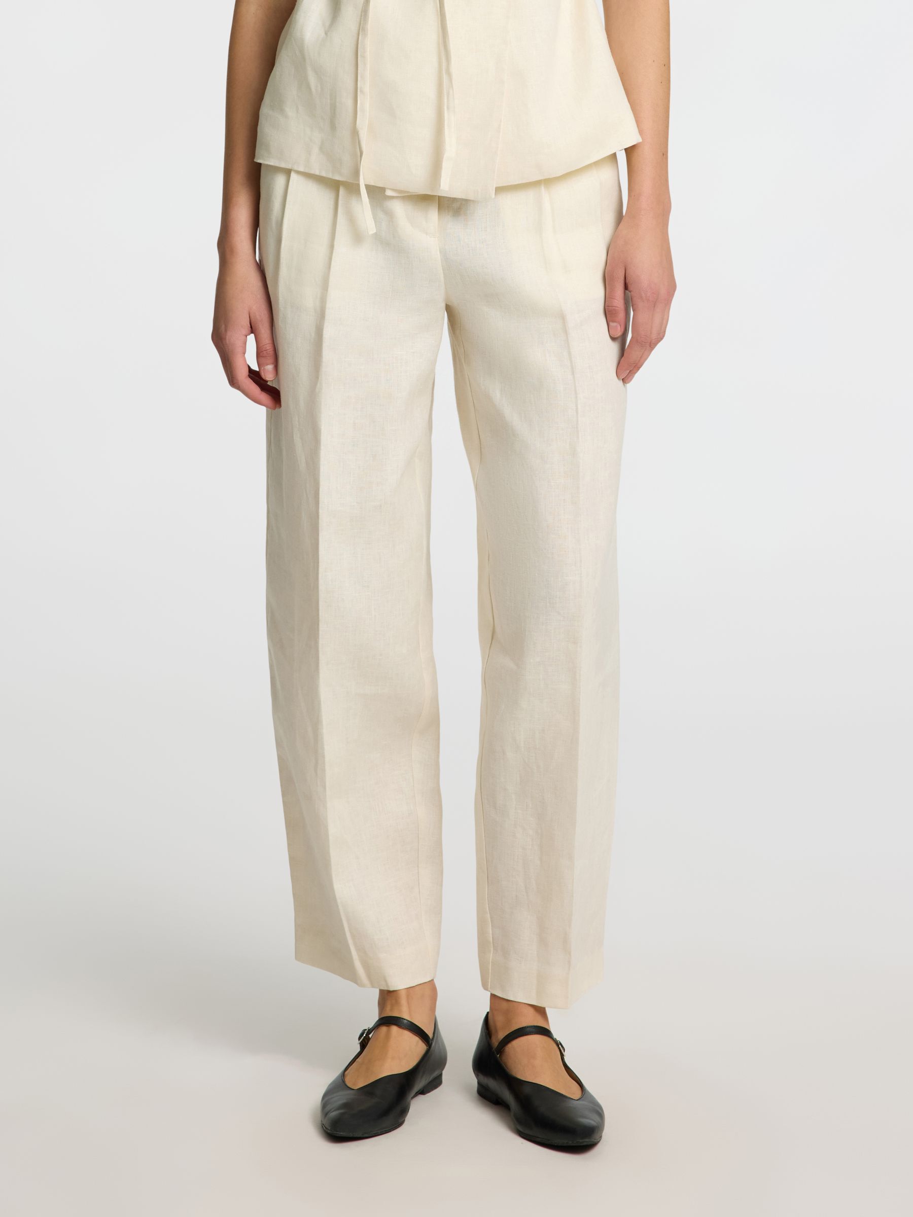 100% LINEN BARREL FIT TROUSERS