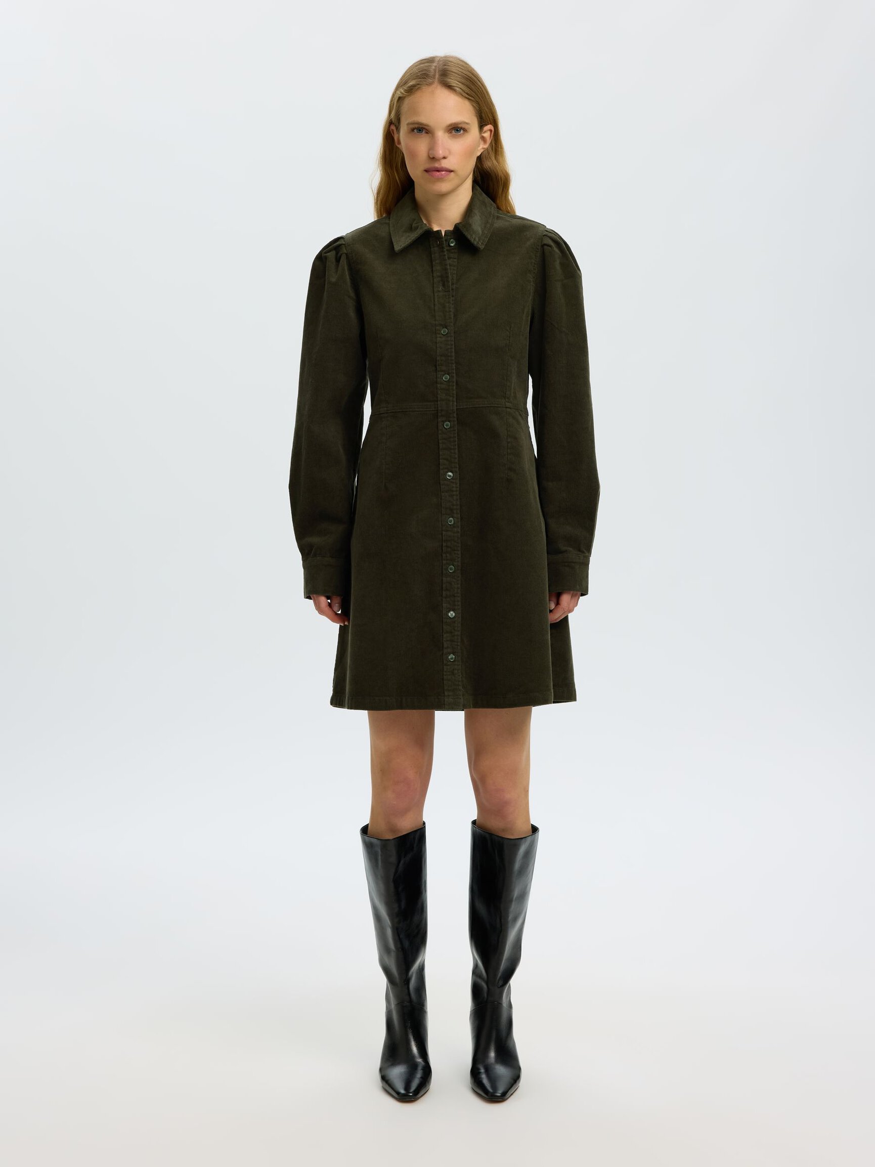 COTTON CORDUROY MINI DRESS