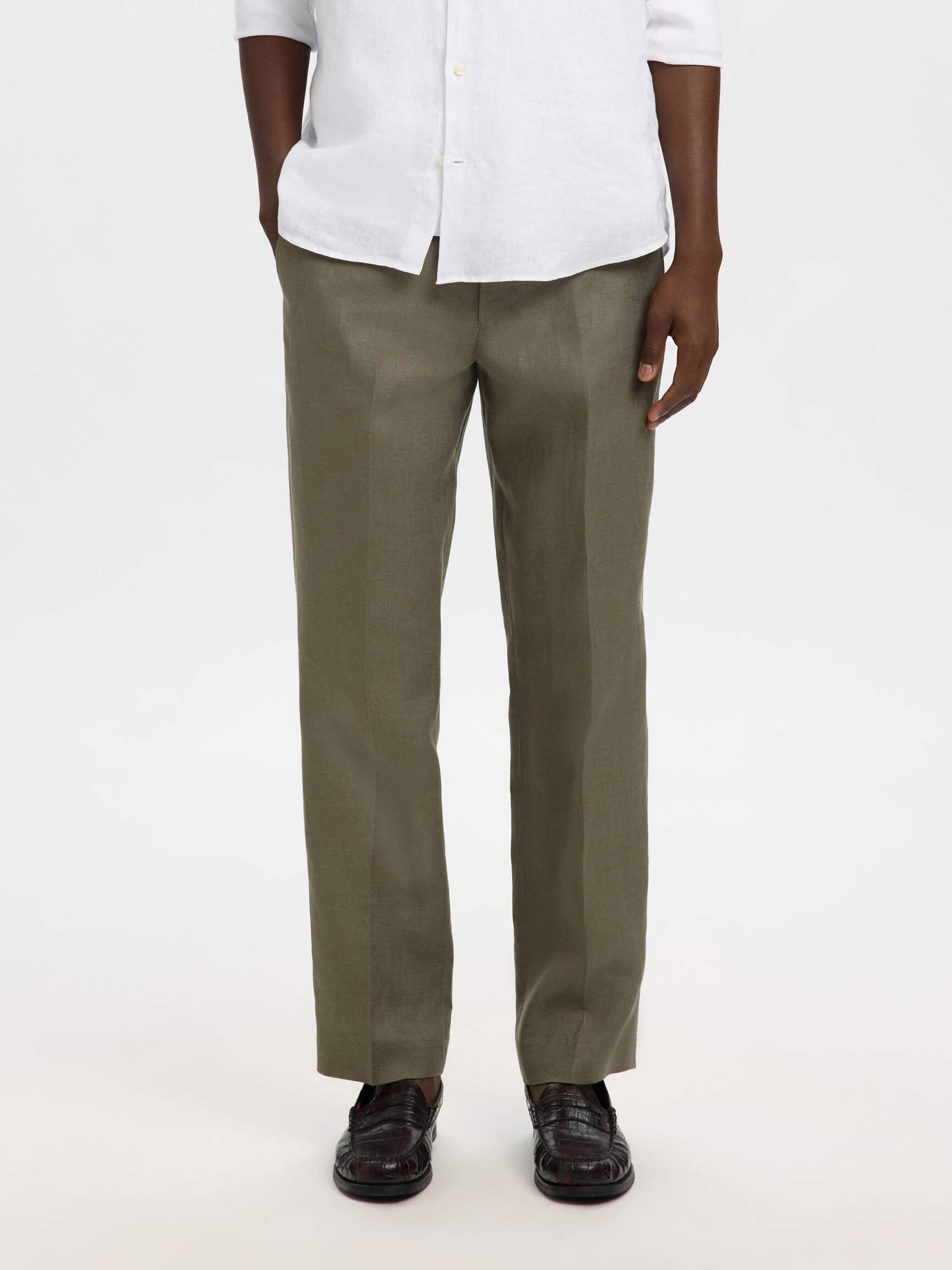 REGULAR FIT LINEN TROUSERS