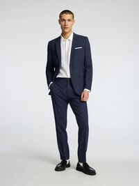 SLIM FIT SINGLE-BREASTED BLAZER, Dark Navy, highres