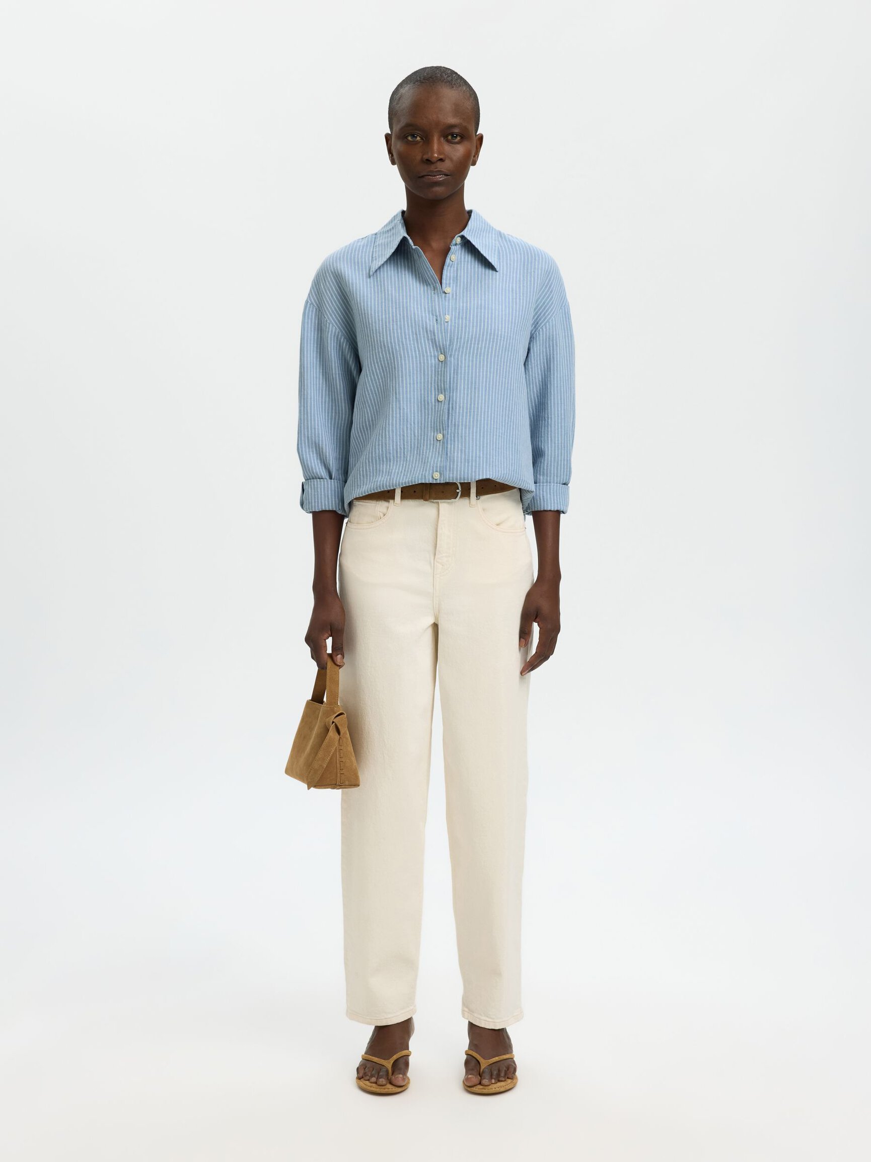 OVERSIZED LINEN-BLEND SHIRT