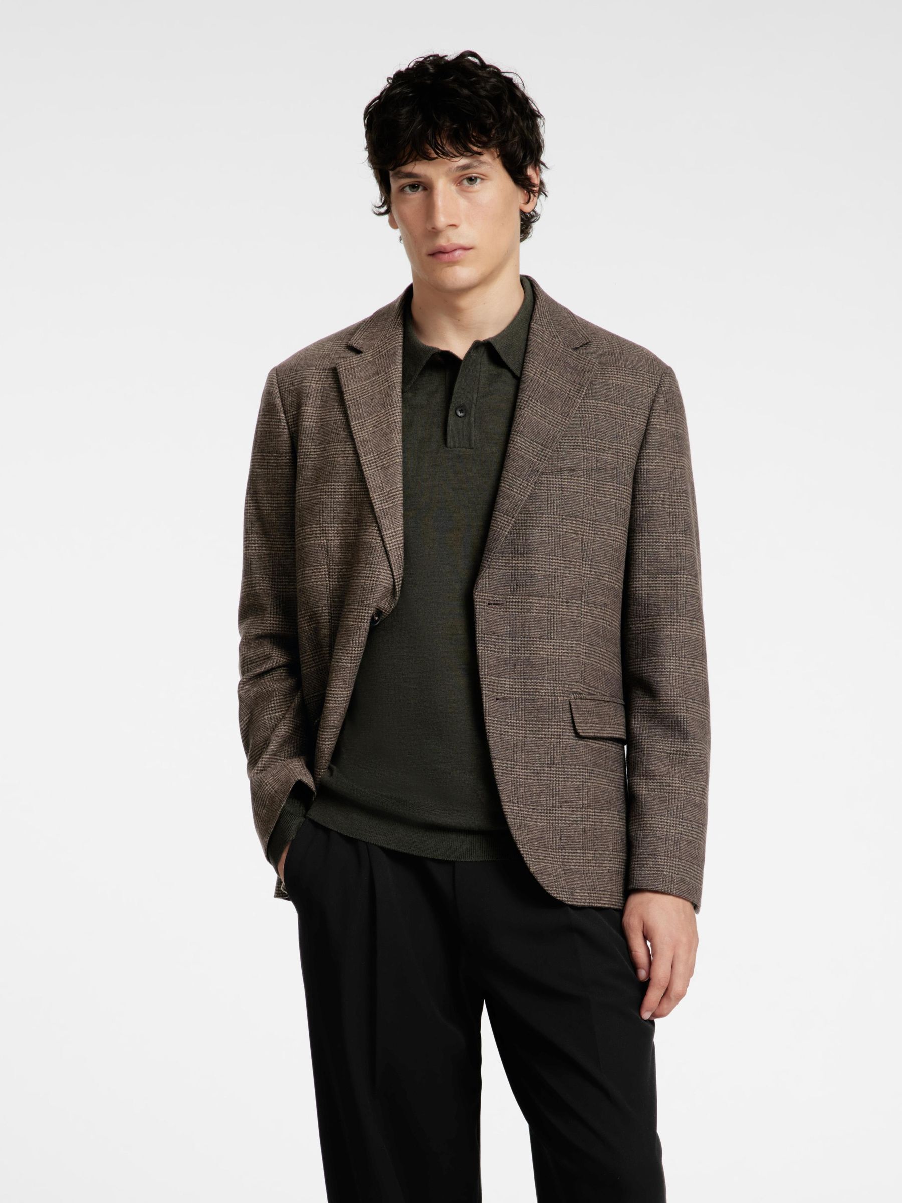 CHECKED WOOL BLEND  BLAZER