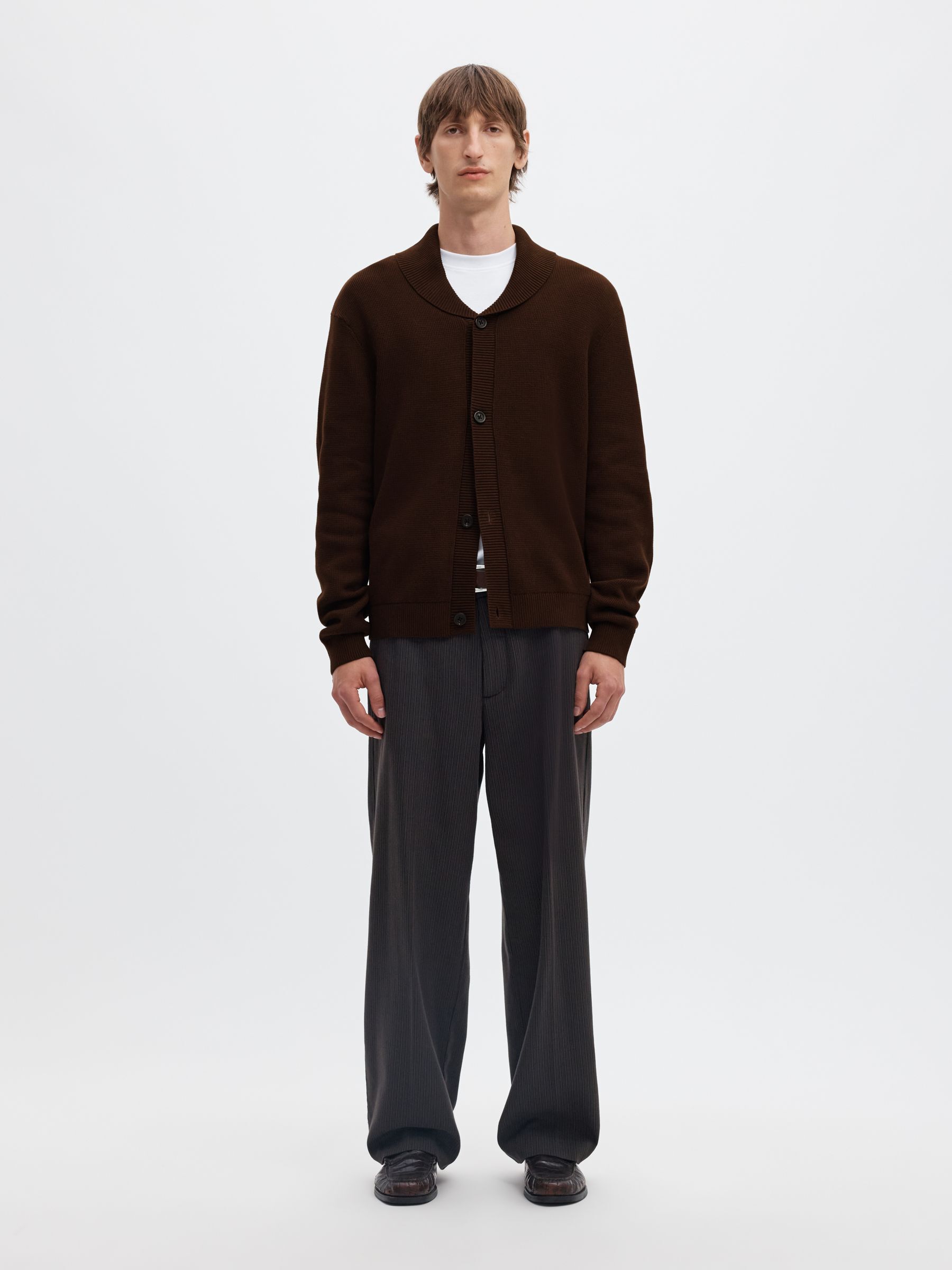 ORGANIC COTTON SHAWL COLLAR CARDIGAN