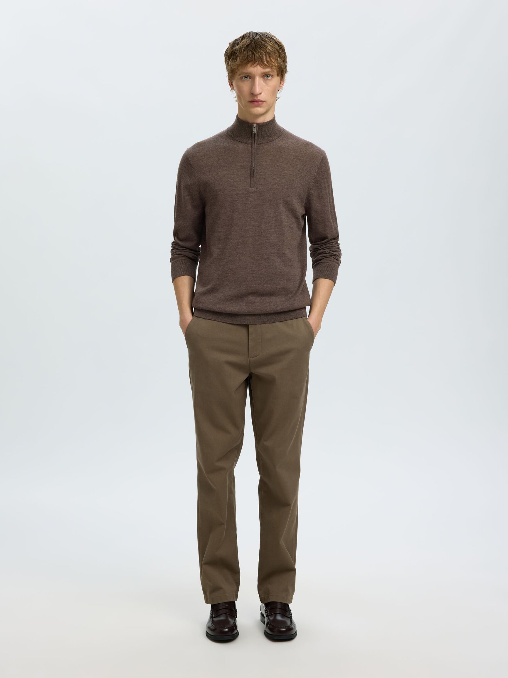 100% MERINO WOOL HALF-ZIP JUMPER