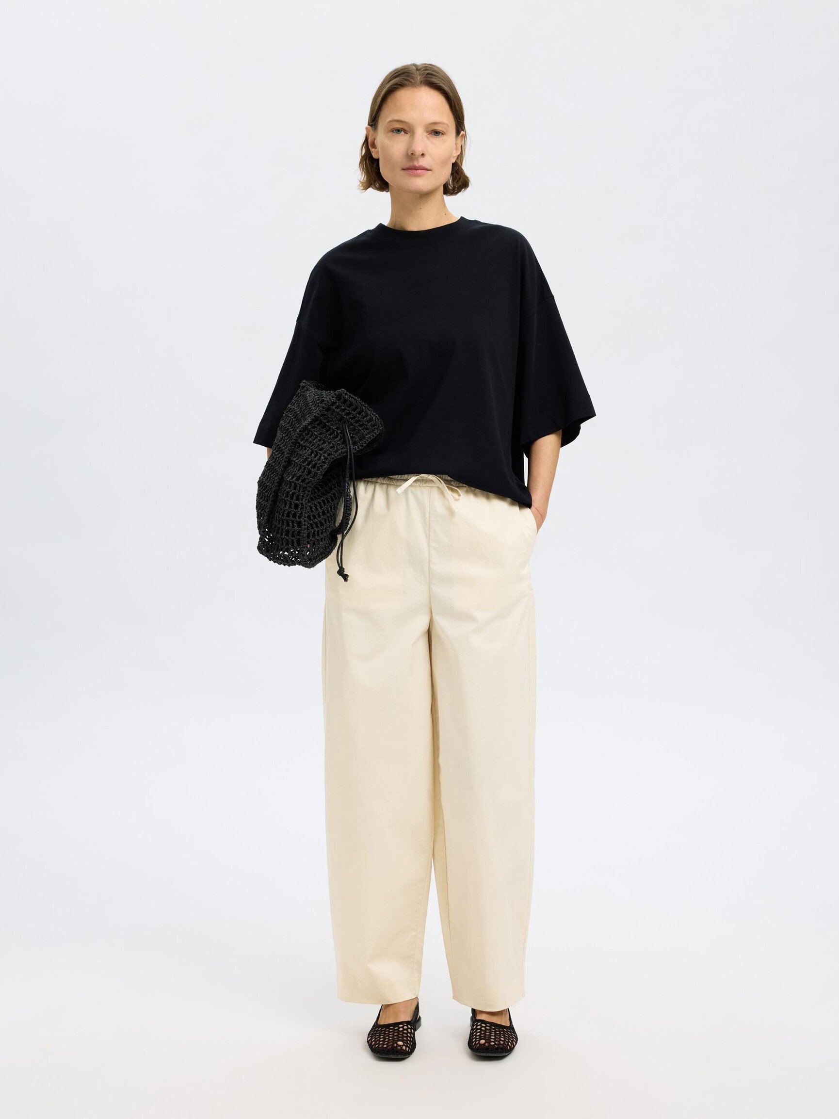 COTTON BARREL FIT TROUSERS