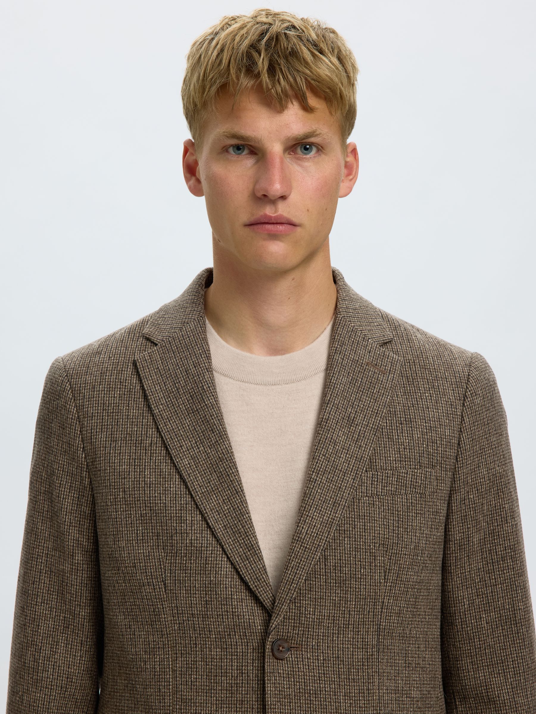 CHECKED WOOL BLEND  BLAZER