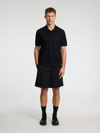 KORTE MOUWEN GEBREIDE POLO, Black, highres